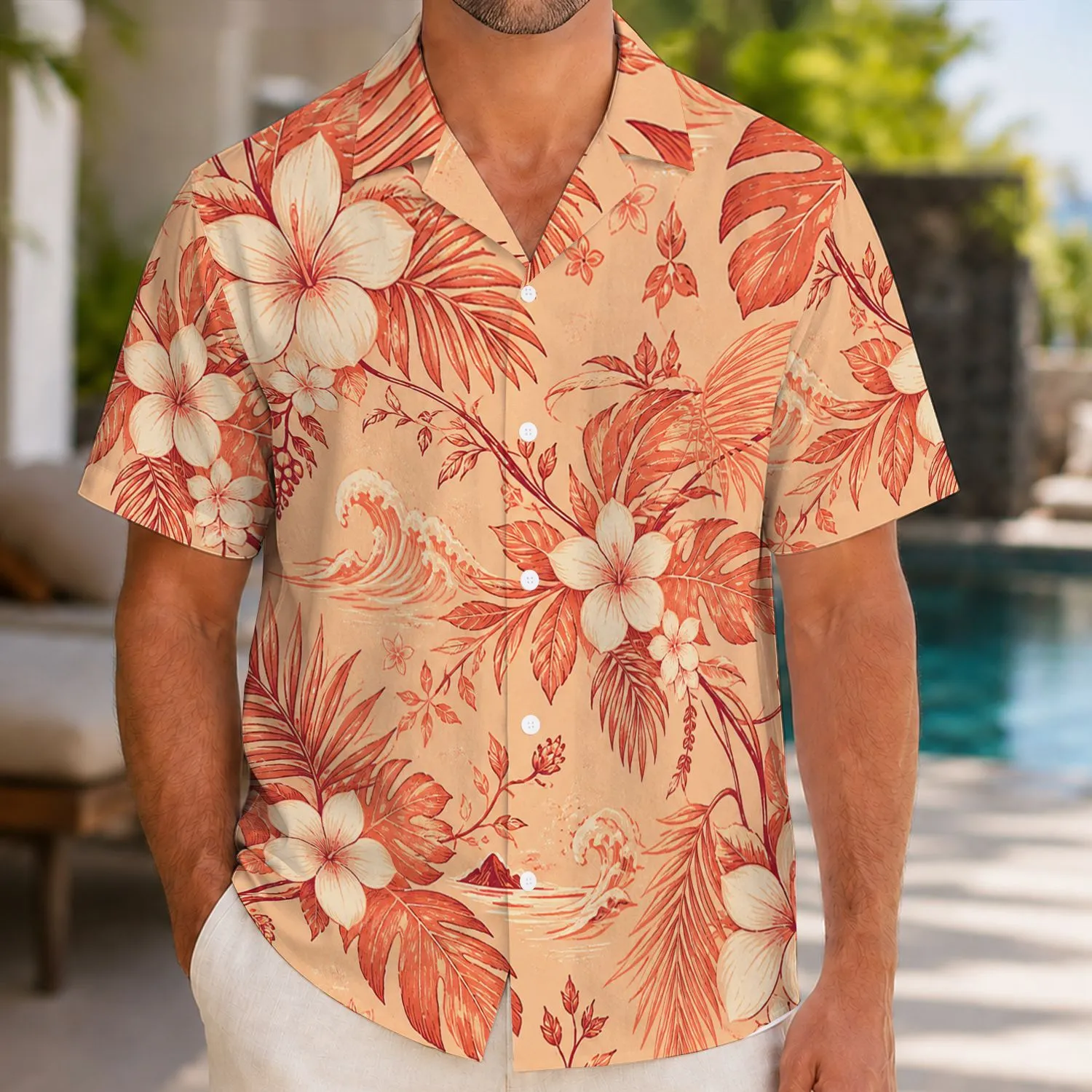 Vintage Botanical Couple Florals for Resort Vacations and Elegant Golf Getaway Wear Hawaiian Shirt - 1