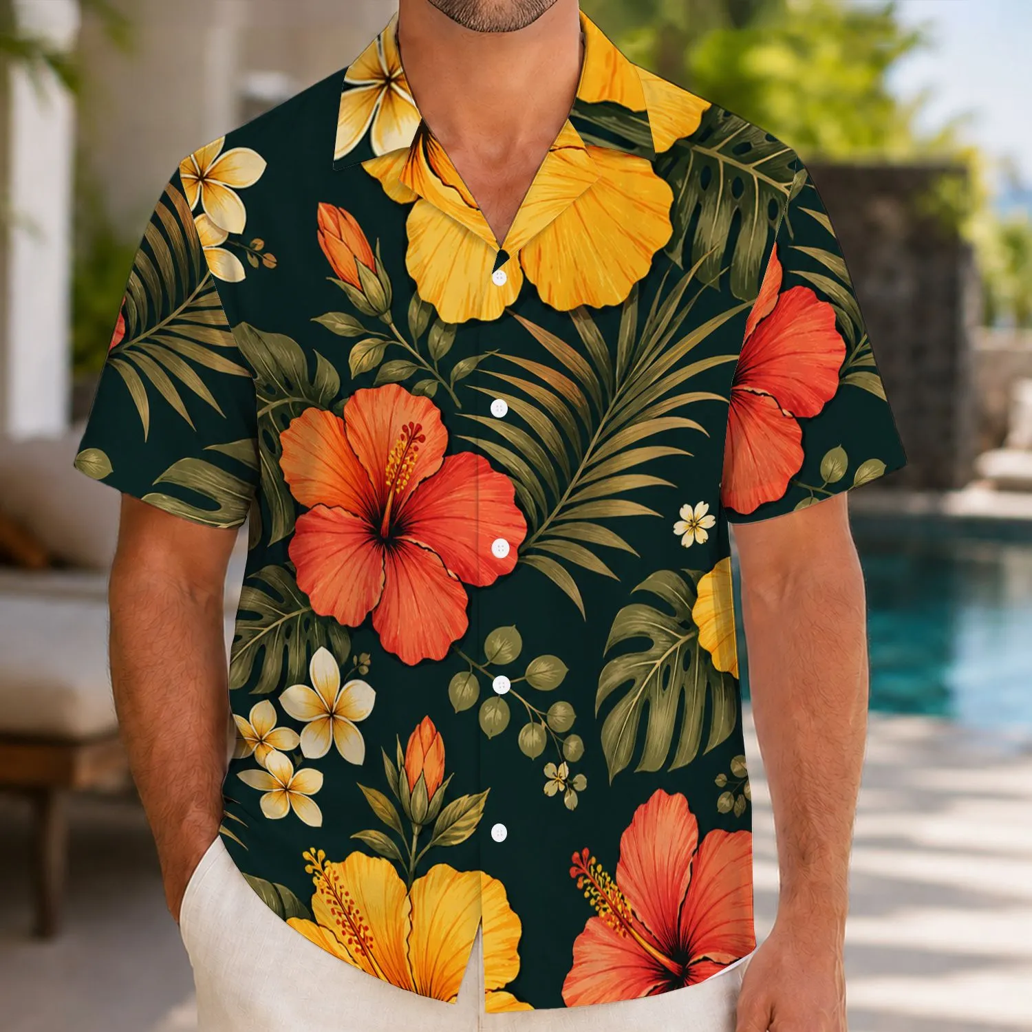 Colorful Hibiscus Family Florals for Tropical Vacation Matching Summer Outfits Mom Dad Kids Hawaiian Shirt - 1