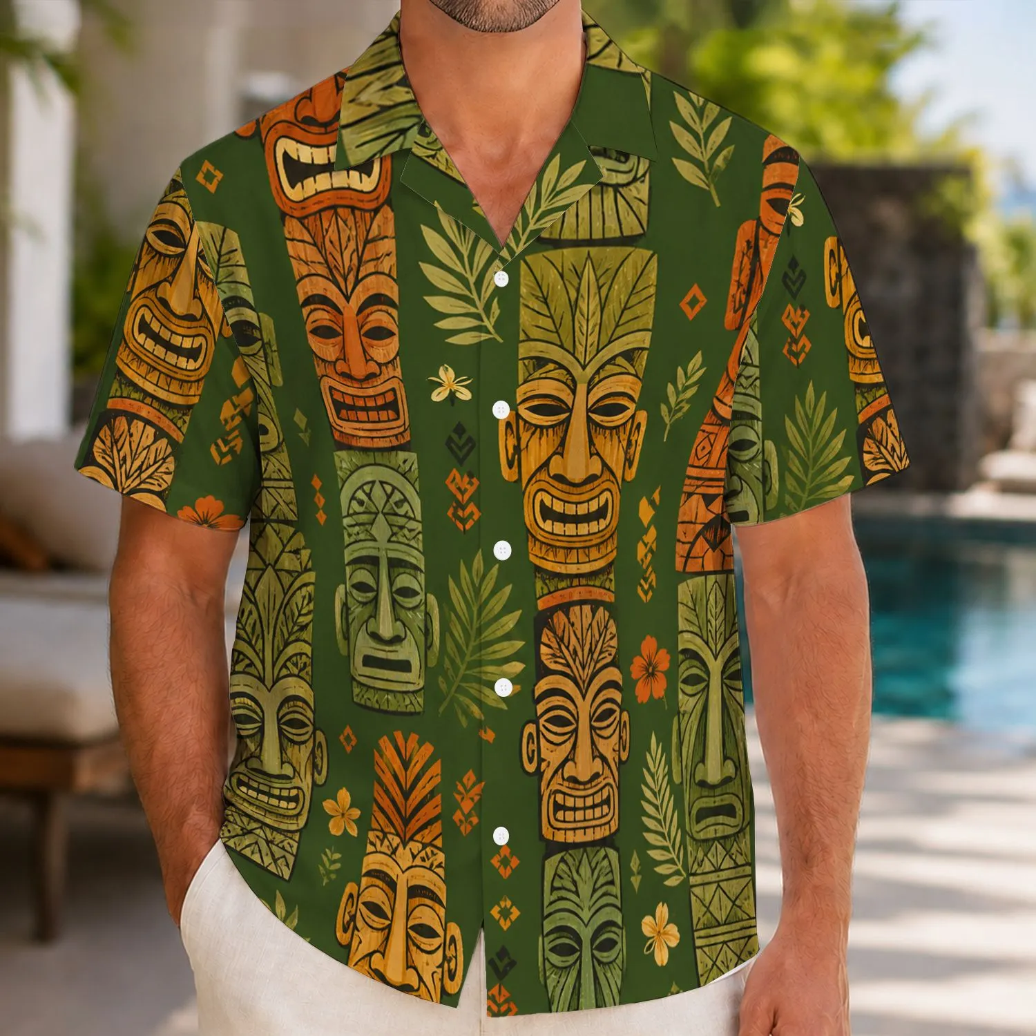 Vintage Tiki Totem Stripe Adventure for Luau Nights, Fantasy Parties, and Game Masters Hawaiian Shirt - 1