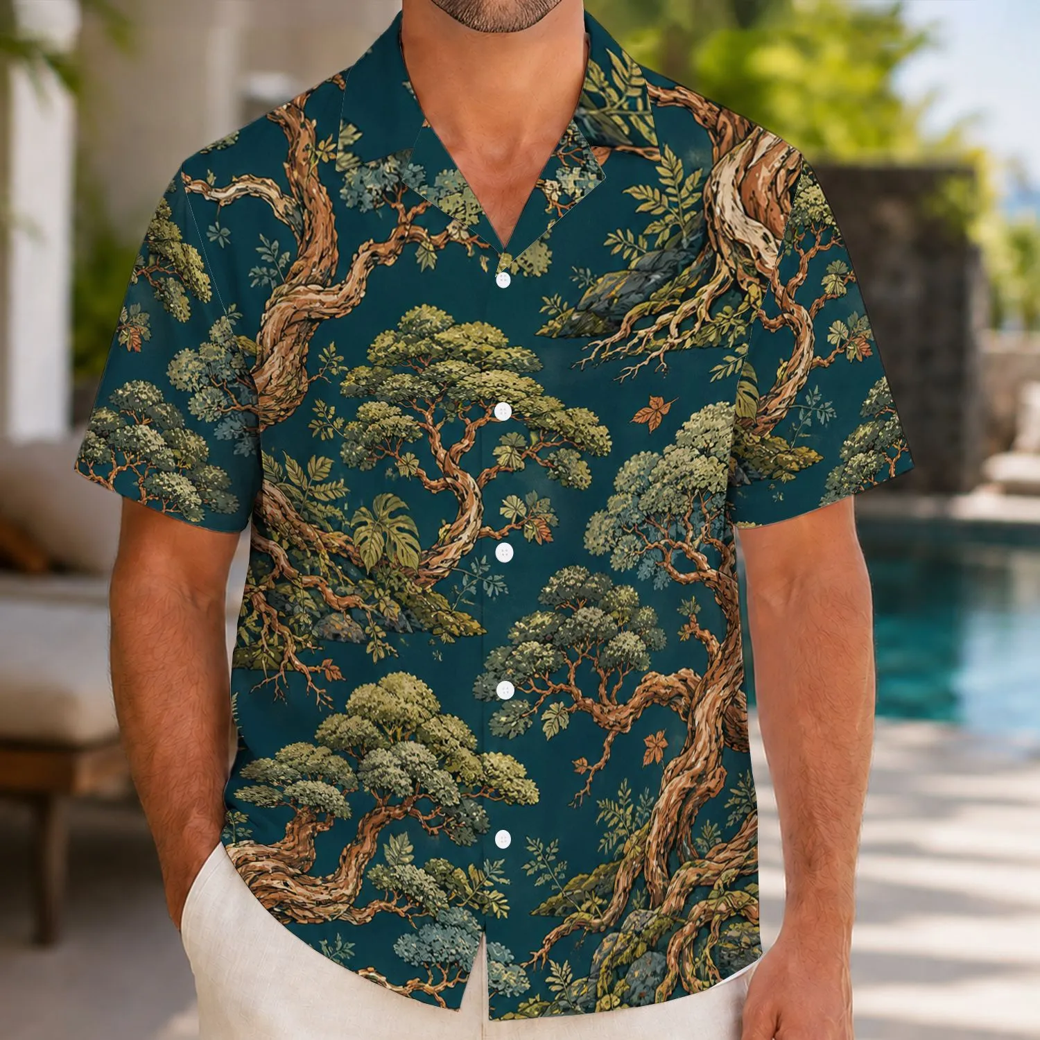 Japanese Forest Tree Root Motifs for Resort Travel, Nature Lovers and Cabin Getaways Hawaiian Shirt - 1
