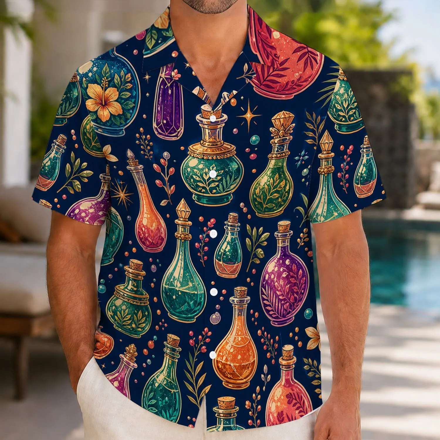 Colorful Potion Bottles for Fantasy Game Nights and Vacation Adventures for RPG Fans Hawaiian Shirt - 1