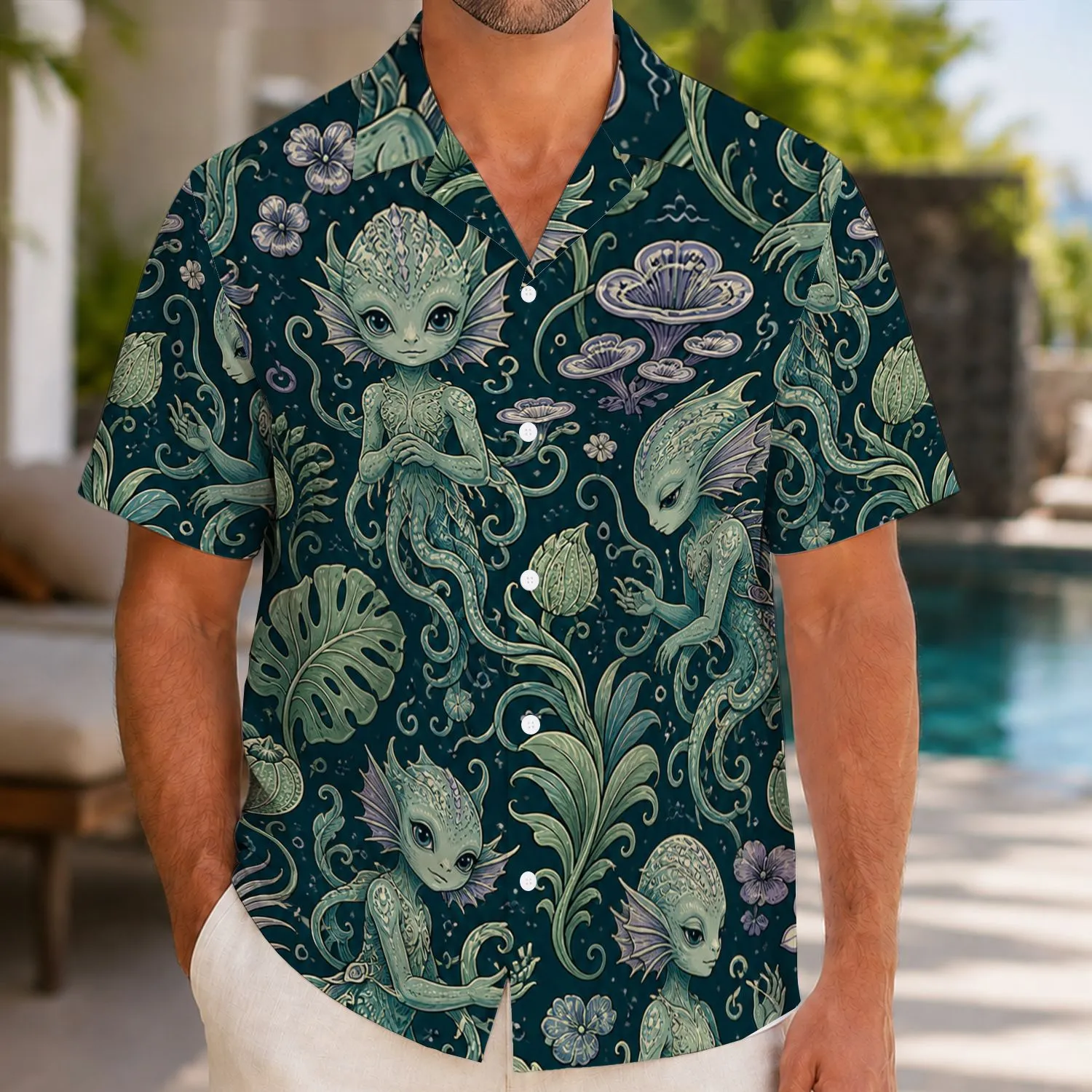 Eldritch Sea Oracle Motifs for Mystical Vacations and Fantasy Festival Adventures Hawaiian Shirt - 1
