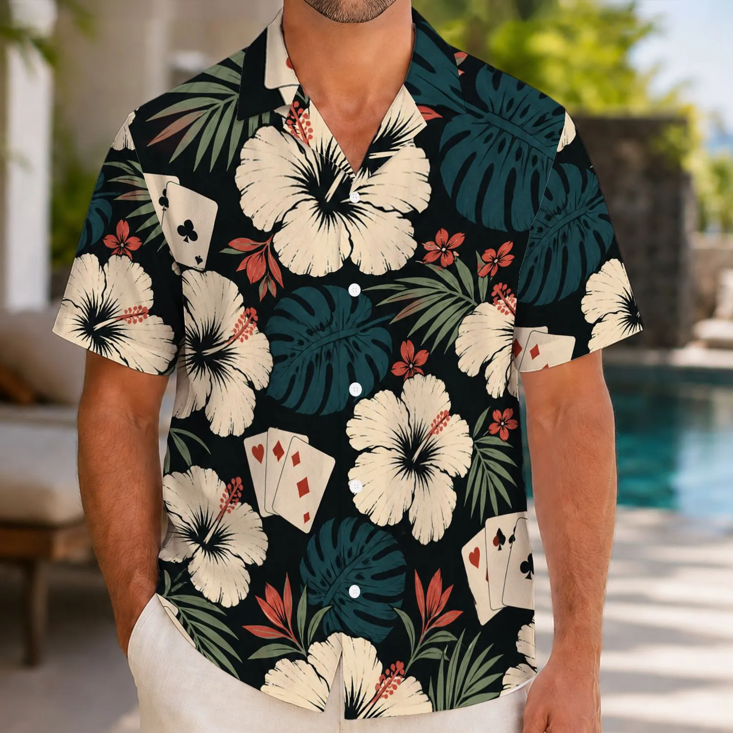 Blackjack Card Hibiscus Aloha Style for Las Vegas Vacations and Poker Night Gifts Hawaiian Shirt - 1
