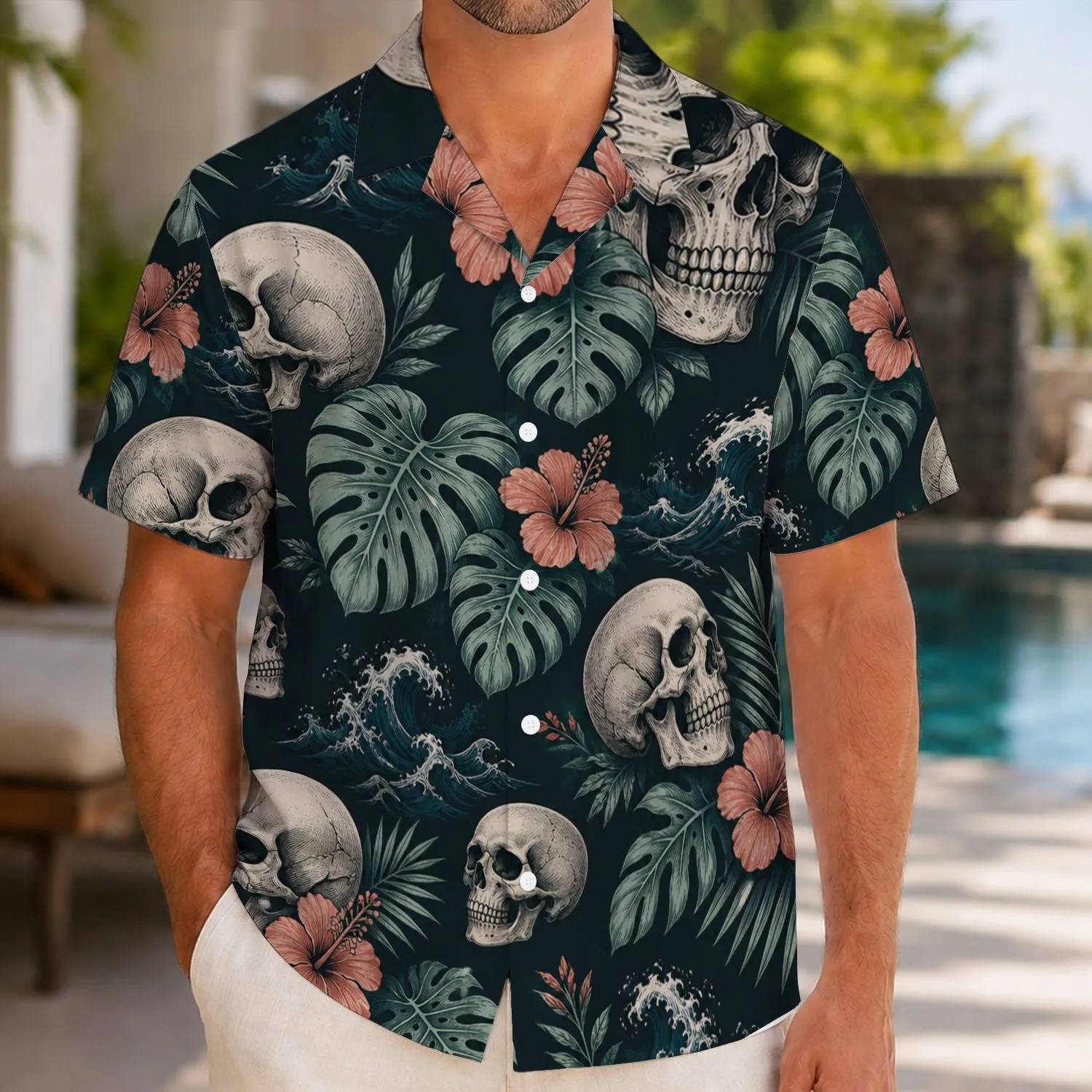 Skull Island Bones for Rock Parties, Beach Holidays, and Vacation Nights for Men Hawaiian Shirt - 1
