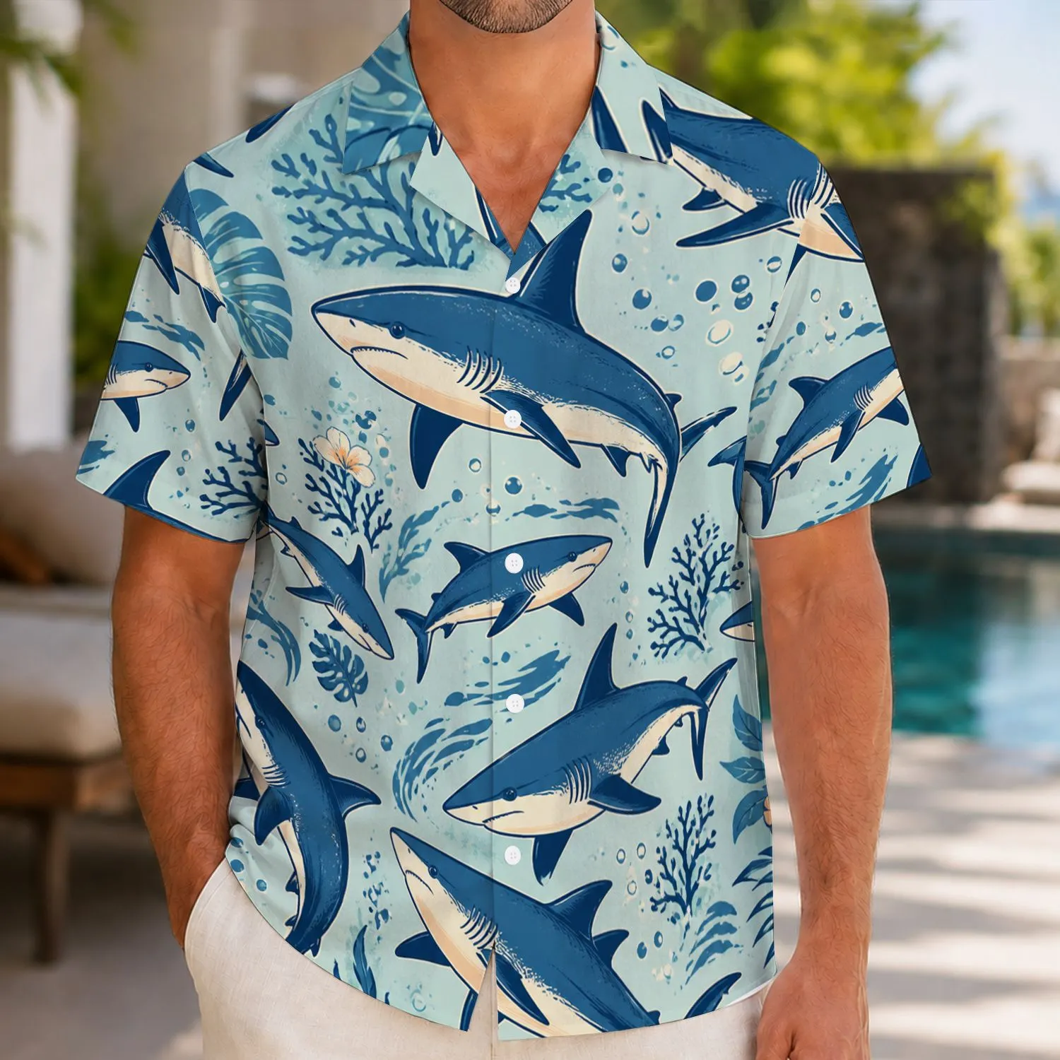 Shark Ocean Adventure Style for Beach Holidays, Surf Trips, and Coastal Streetwear Men Hawaiian Shirt - 1