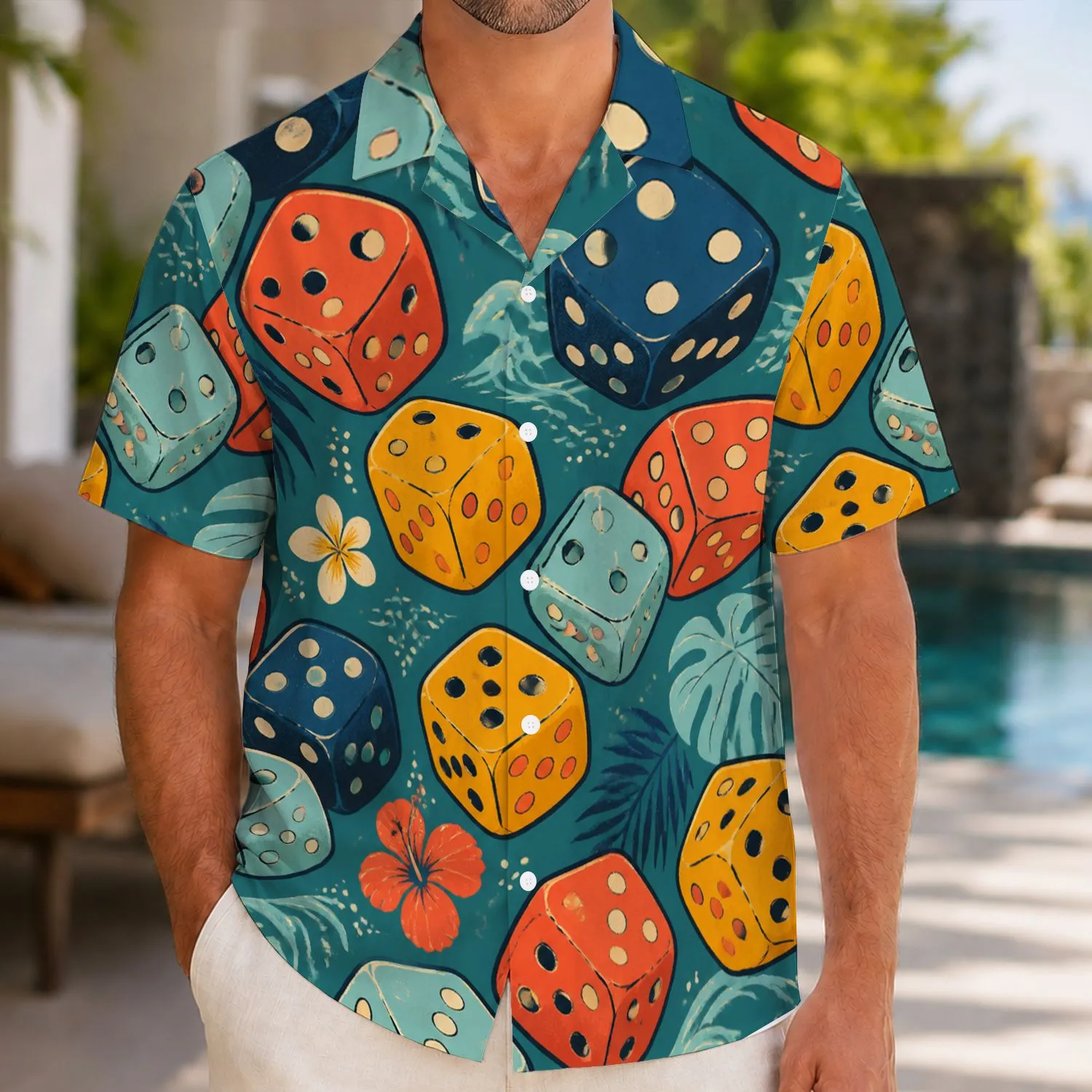 Colorful Dice Party Motifs For Casino Nights And Weekend Streetwear Gifts For Men Hawaiian Shirt - 1