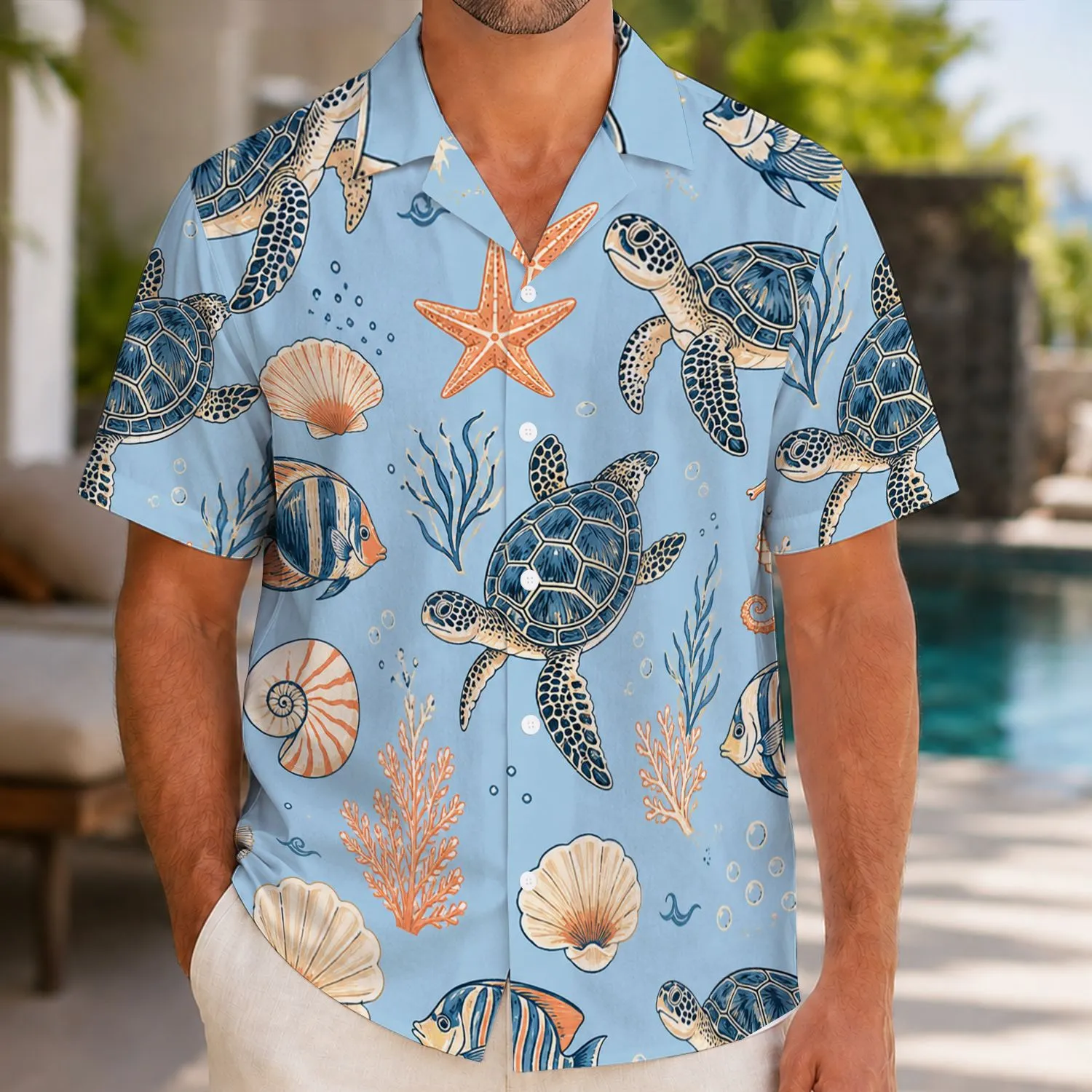 Sea Turtle Coral Coast Escape for Beach Holidays, Island Getaways, and Coastal Travel Hawaiian Shirt - 1