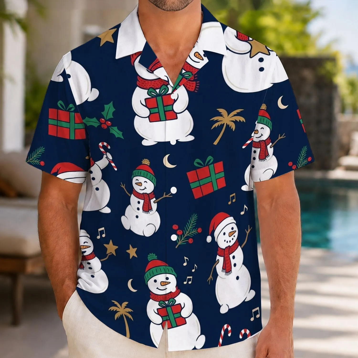 Cheerful Snowmen and Holiday Gifts for Festive Tropical Celebrations and Getaways Hawaiian Shirt - 1