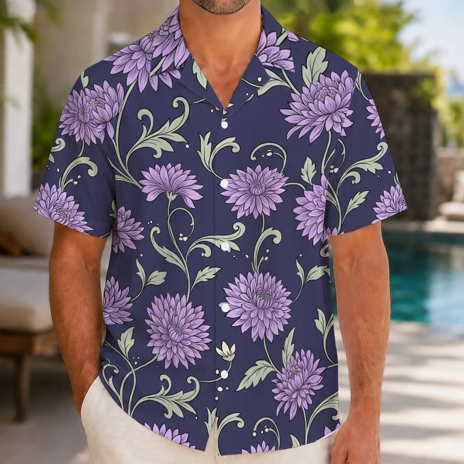 Purple Lavender Floral Paisley Botanicals for Resort Getaways and Island Vacations Hawaiian Shirt - 1