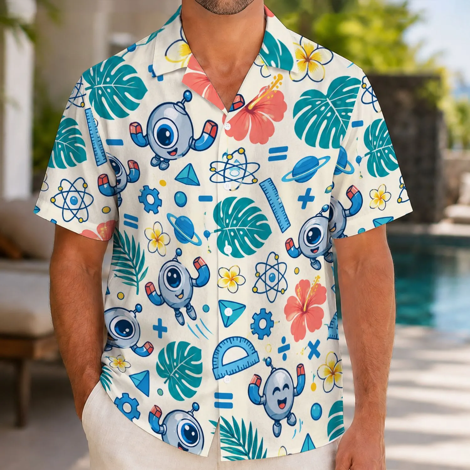 Playful Magnetic Science Bots for Classroom Fun, STEM Gifts and Curious Kids Hawaiian Shirt - 1