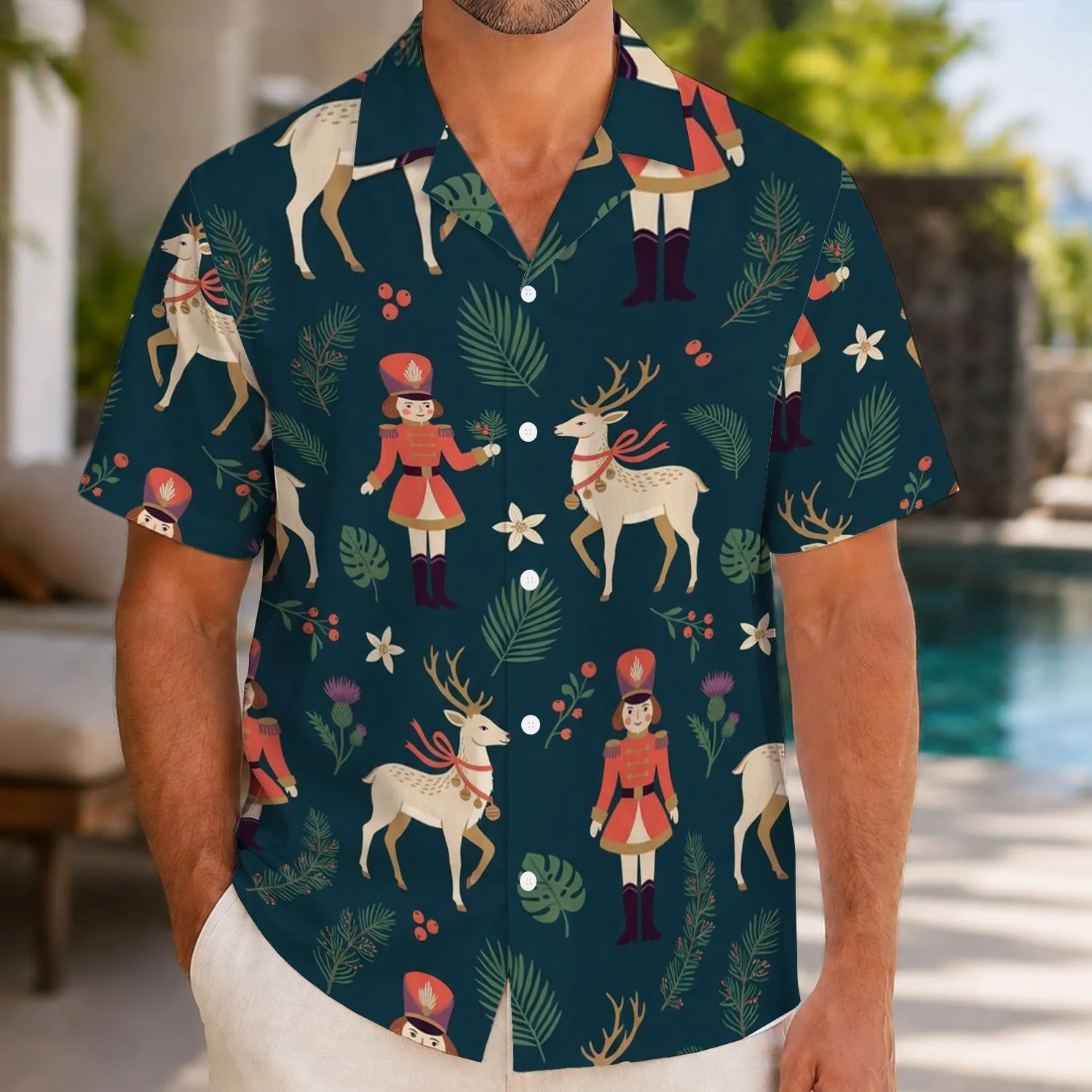 Royal Holiday Dancers and Reindeer Celebration for Festive Resort Getaways and Gifts Hawaiian Shirt - 1