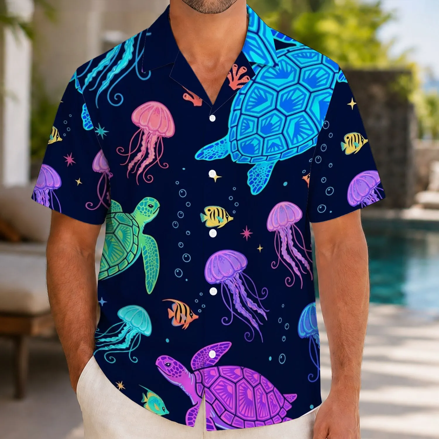 Neon Sea Turtle Ocean Glow For Tropical Beach Vacations, Summer Getaways And Aloha Days Hawaiian Shirt - 1