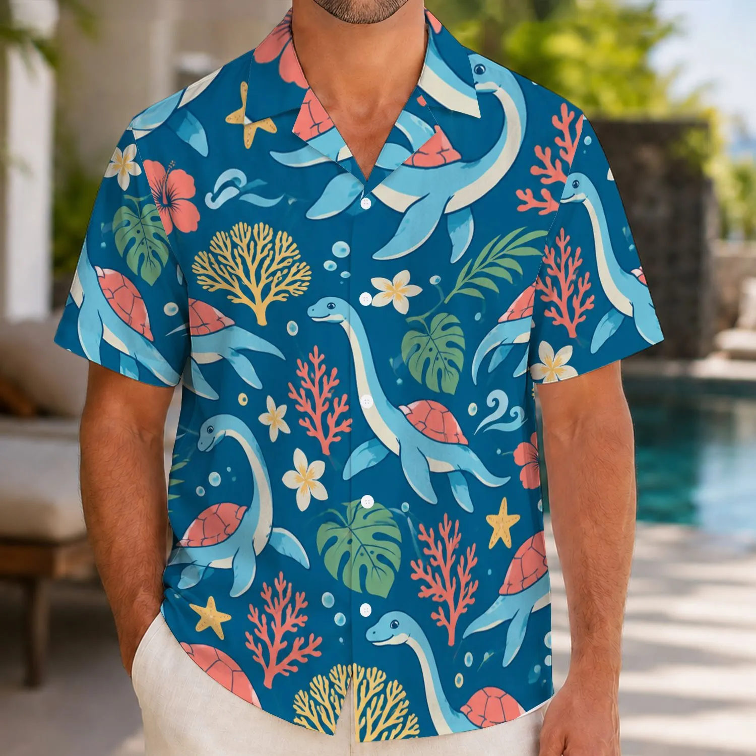 Gentle Sea Dragons and Coral Reefs for Sunny Island Getaways and Ocean Lovers Hawaiian Shirt - 1