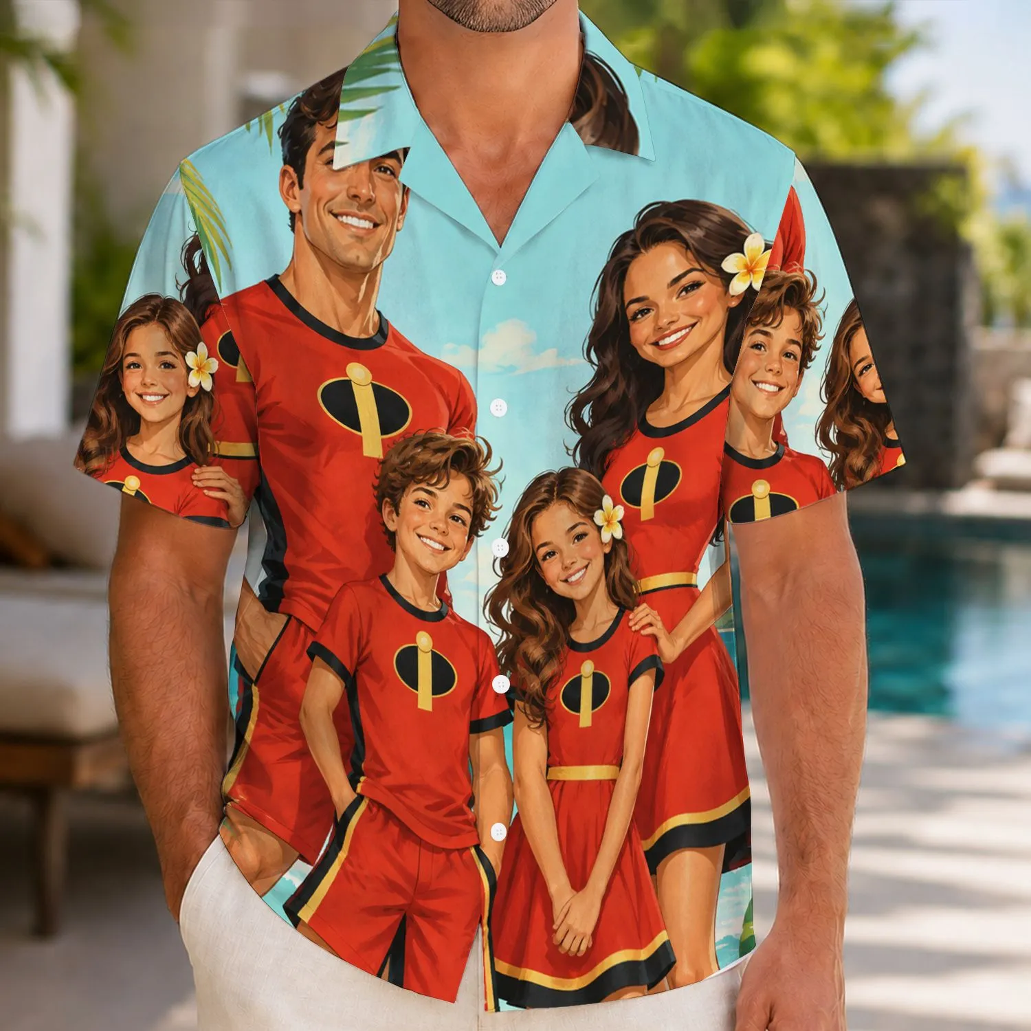 Family Superhero Costume Adventure for Halloween Parties and Tropical Getaways Together Hawaiian Shirt - 1