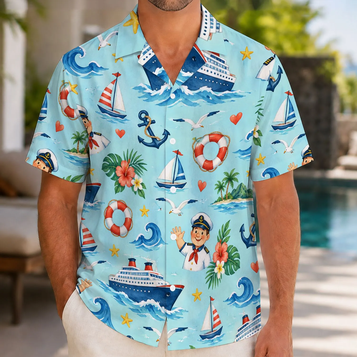 Nautical Cruise Icons for Sunny Sea Days and Family Island Getaways All Summer Long Hawaiian Shirt - 1