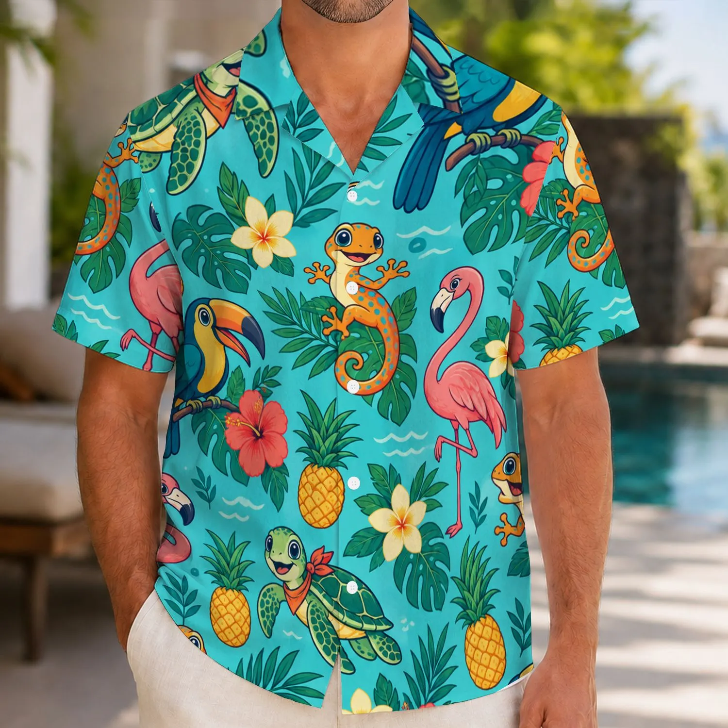 Tropical Animal Friends for Sunny Island Getaways and Family Summer Adventures Hawaiian Shirt - 1
