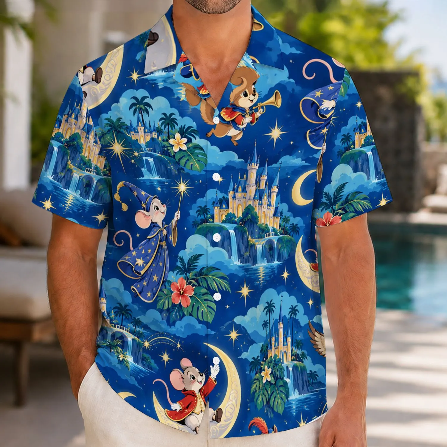 Enchanted Castle Night with Whimsical Mouse Adventurers for Family Theme Park Vacations Hawaiian Shirt - 1