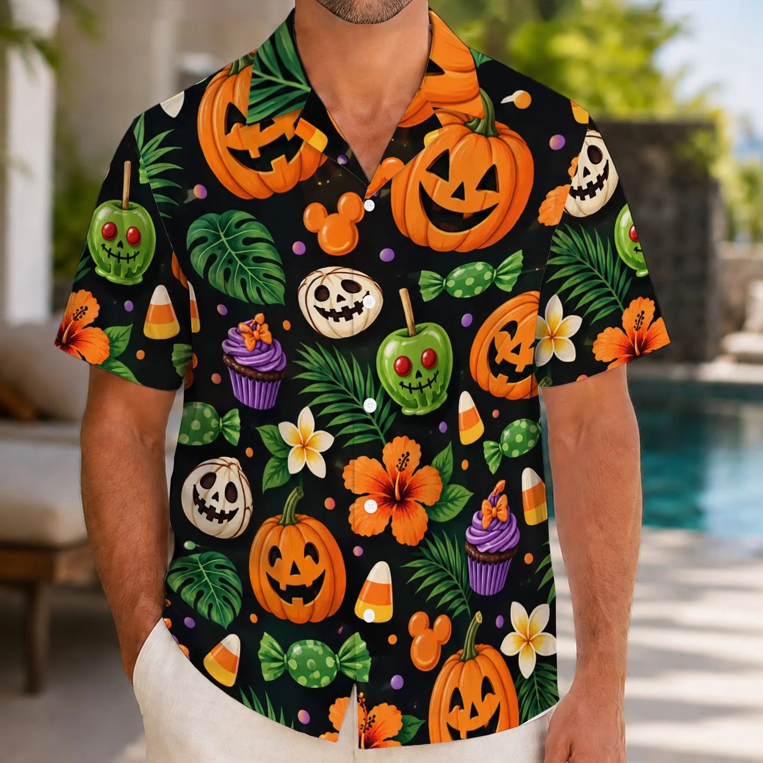 Halloween Pumpkin Candy and Spooky Treats for October Parties and Fall Vacation Fans Hawaiian Shirt - 1