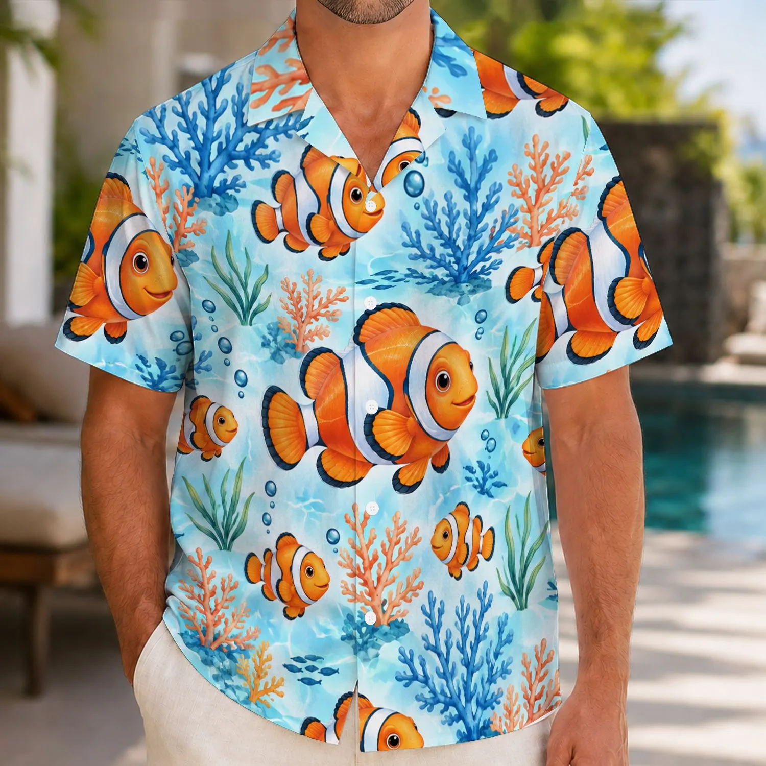 Cheerful Clownfish And Coral For Sunny Beach Getaways And Tropical Holidays Hawaiian Shirt - 1