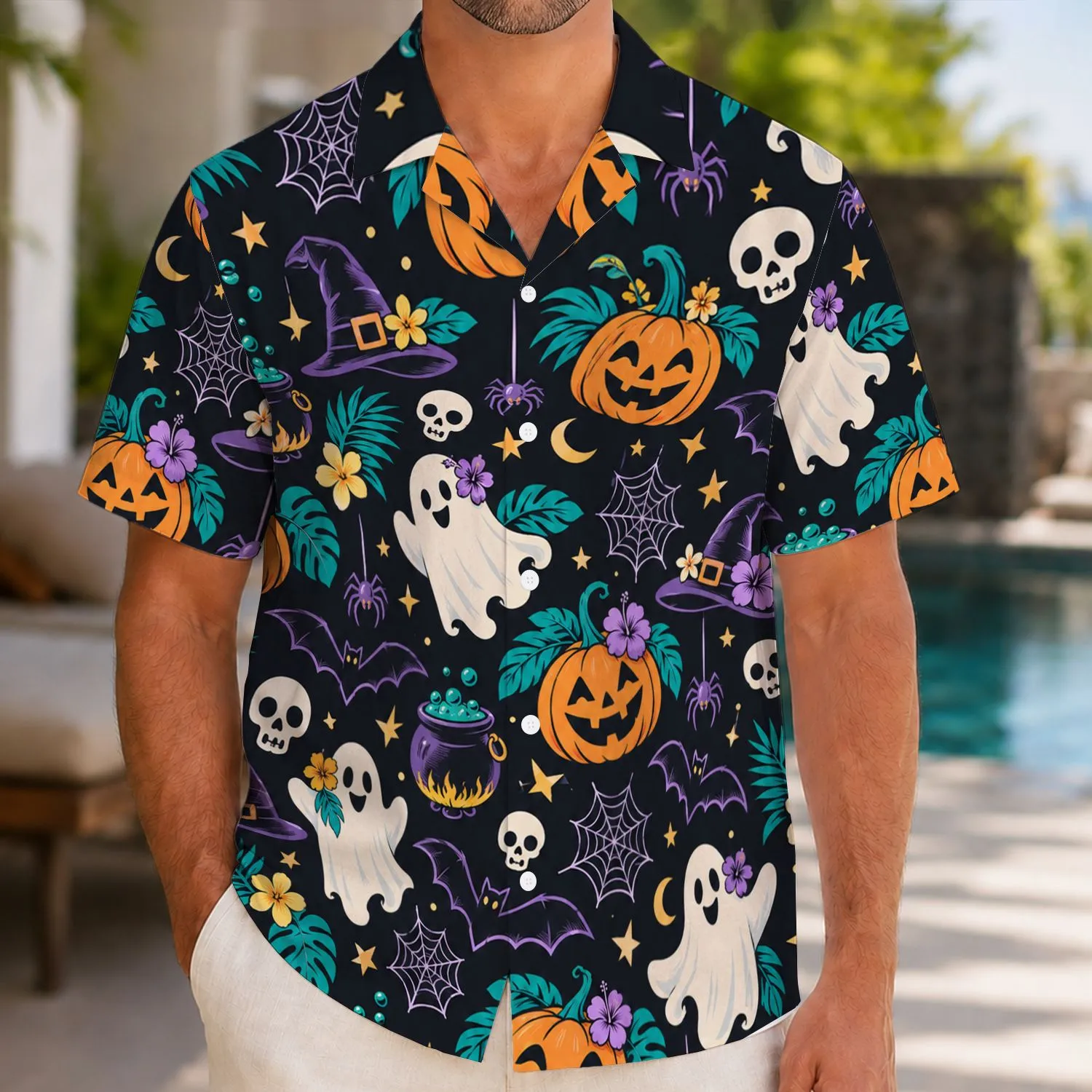 Whimsical Halloween Icons for Spooky Season Celebrations and Autumn Party Gatherings Hawaiian Shirt - 1
