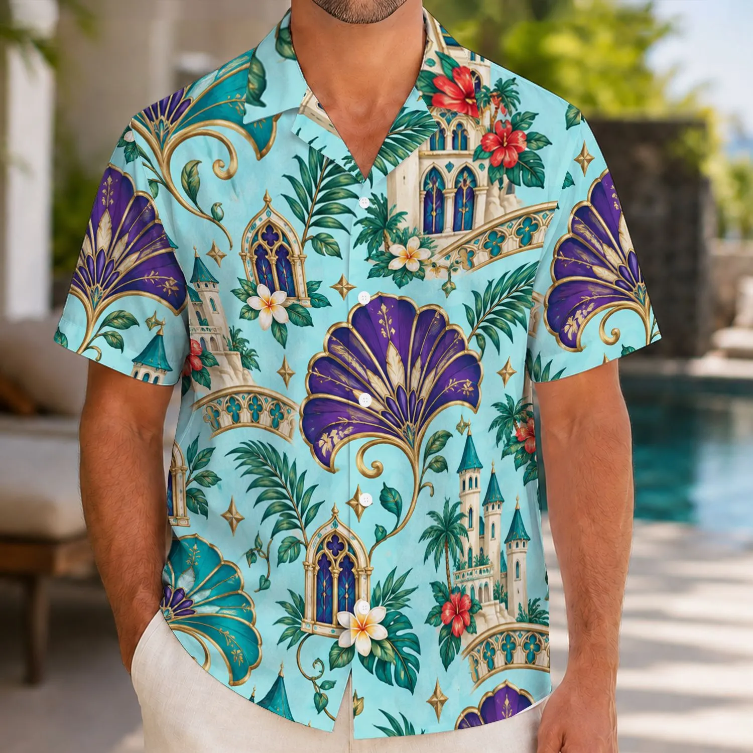 Teal And Purple Royal Couple Style For Island Getaways And Theme Park Days Hawaiian Shirt - 1