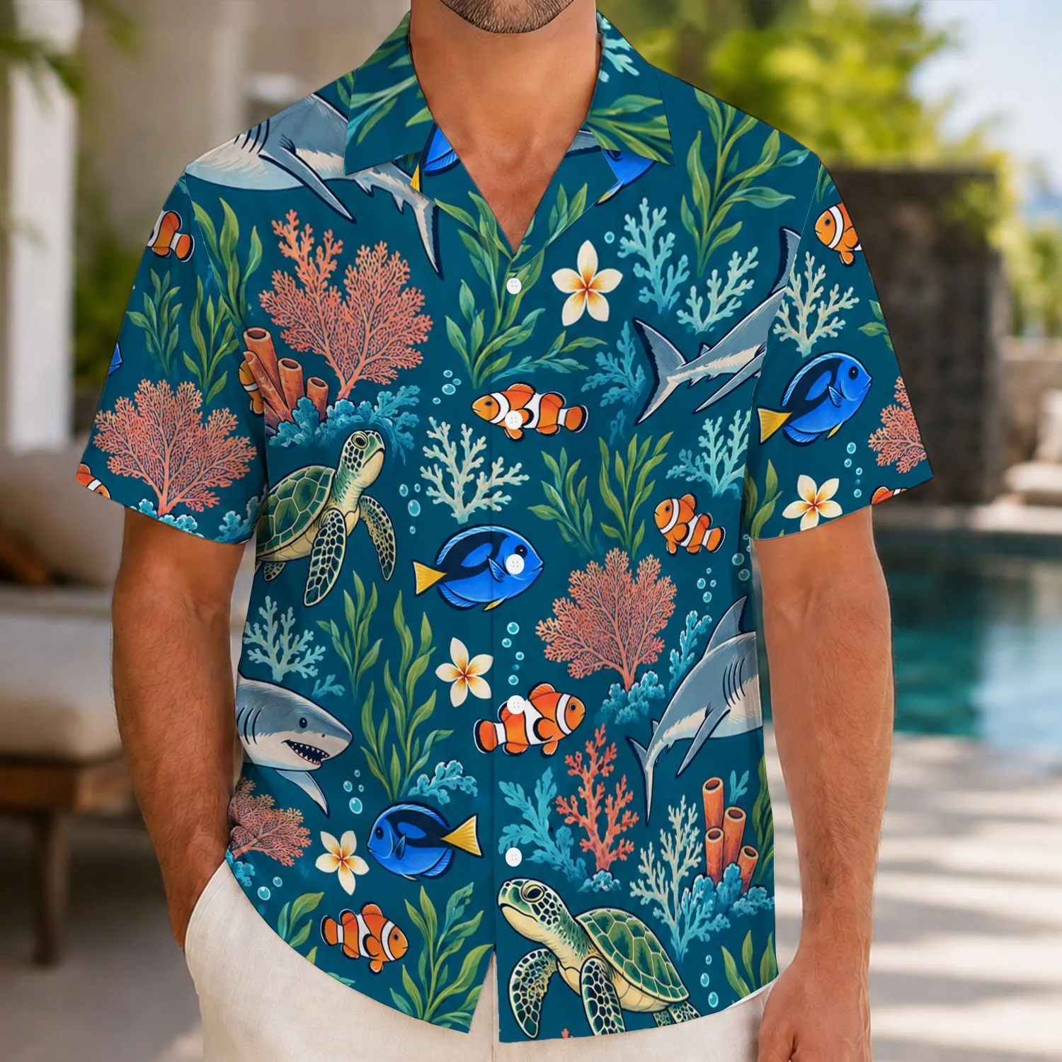 Clownfish and Blue Tang Reef Life for Sunny Tropical Getaways and Ocean Lovers Hawaiian Shirt - 1