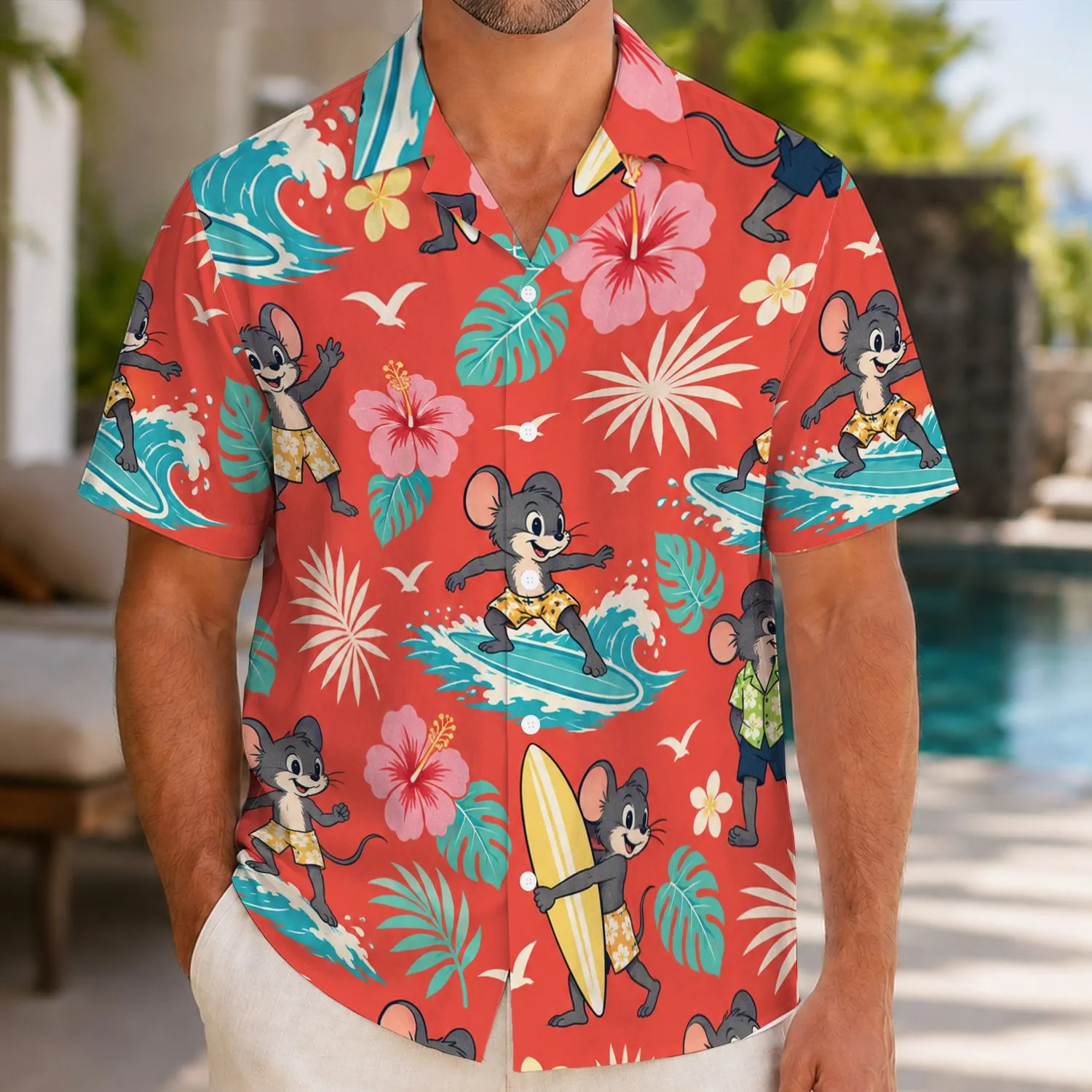 Playful Beach Mice With Surfboards for Sunny Coastal Getaways and Summer Days Hawaiian Shirt - 1