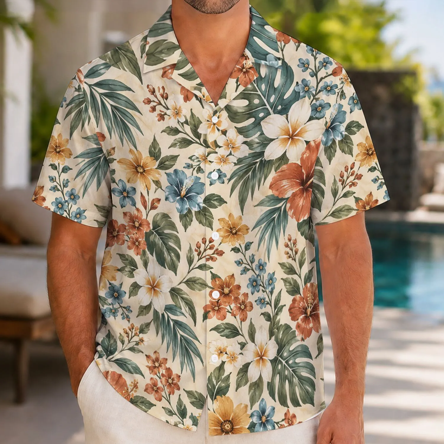 Multicolor Island Wildflowers and Hibiscus Blooms for Sunlit Resort Getaways and Vacations Hawaiian Shirt - 1