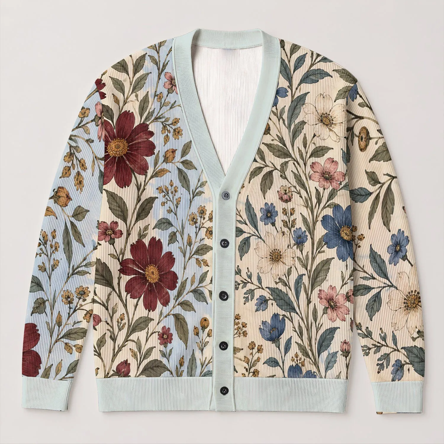 Vintage Floral Bouquet Botanical Vines For Everyday Layering Women's Cottage Style All-over Print Knitted Cardigan - 1