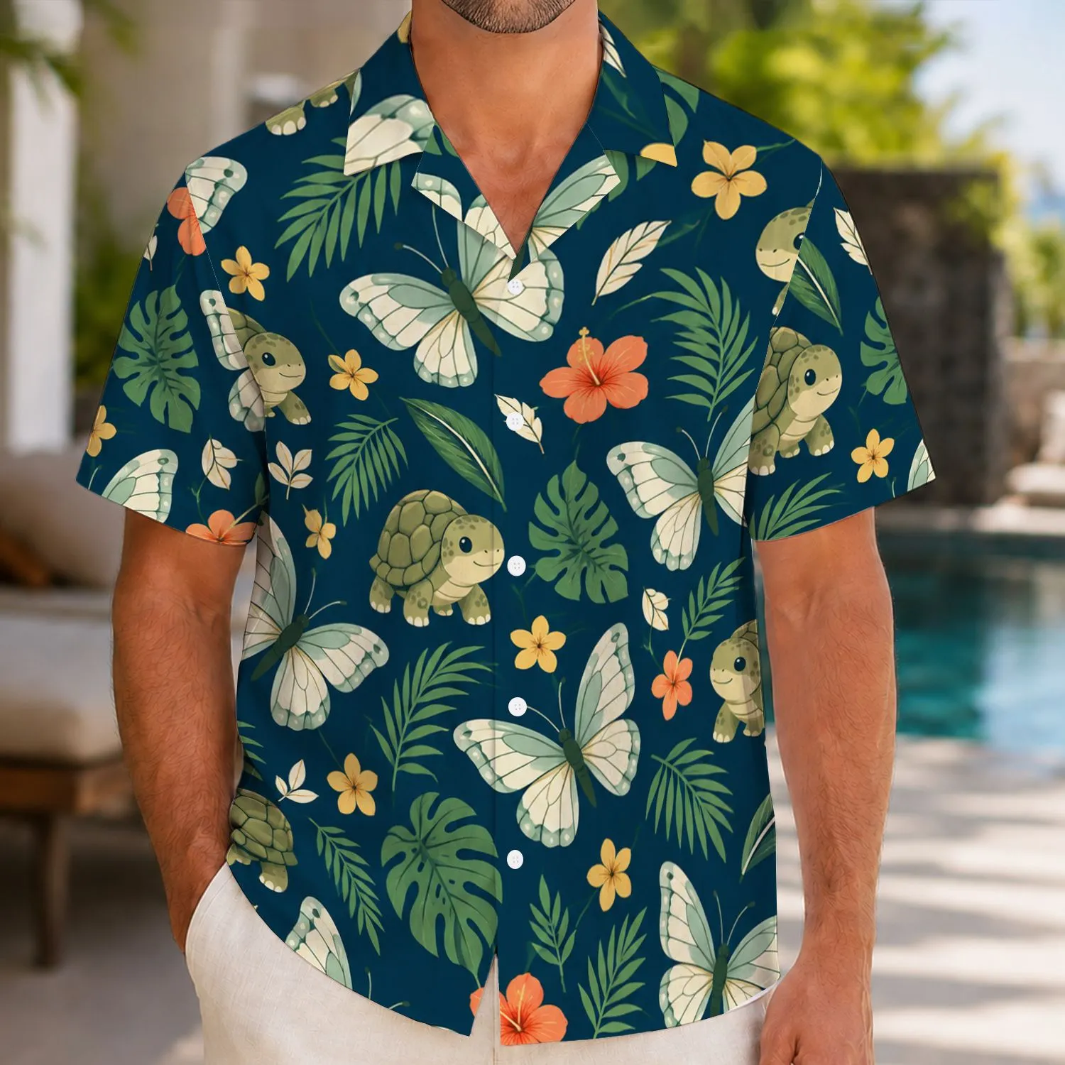 Cute Forest Creatures And Butterflies For Tropical Island Summer Getaways Hawaiian Shirt - 1