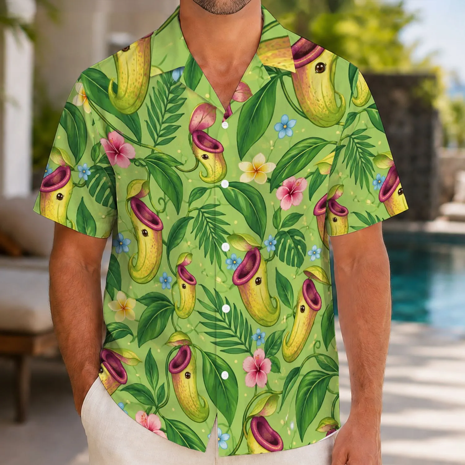 Carnivorous Pitcher Plants for Sunny Garden Getaways and Tropical Summer Days Hawaiian Shirt - 1