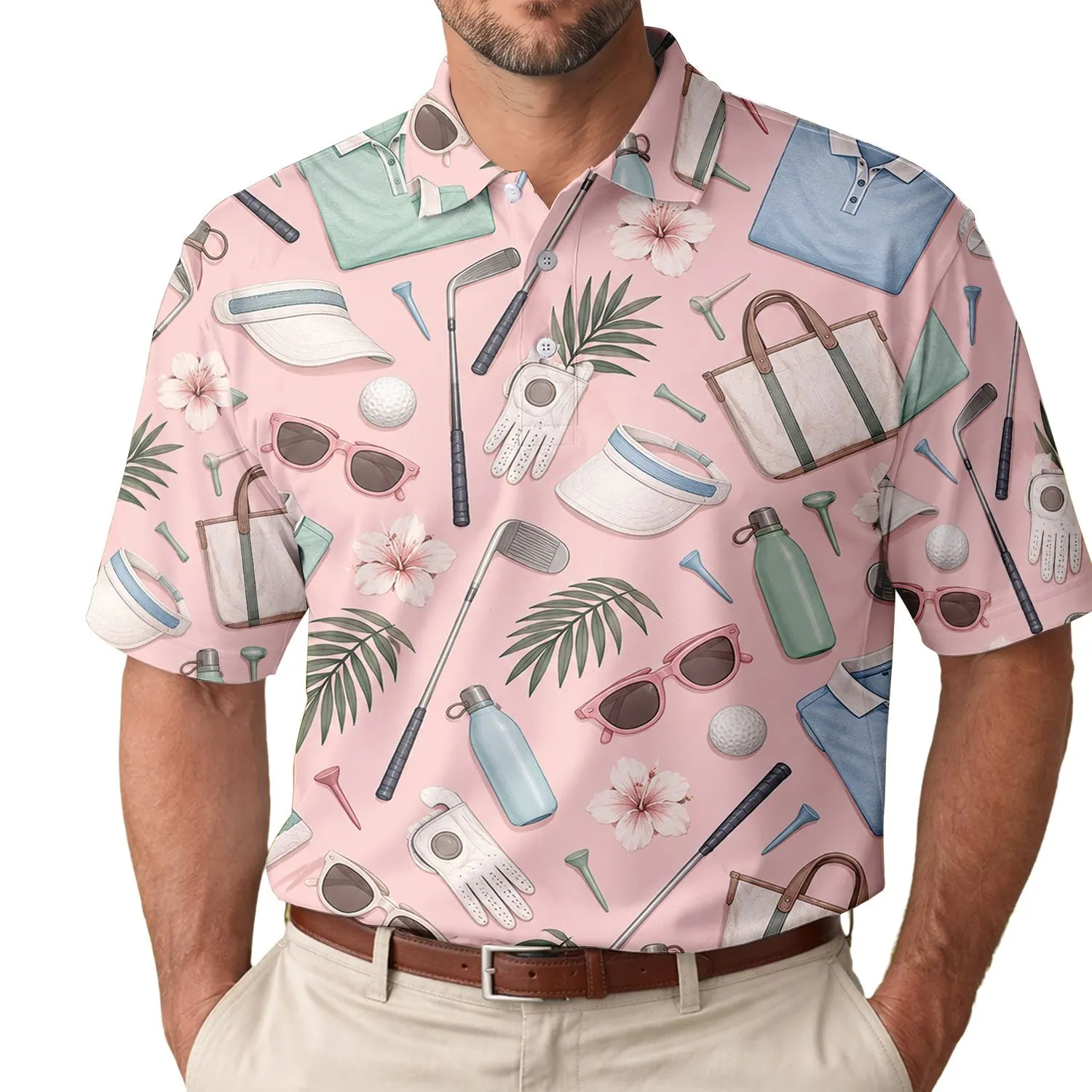 Pastel Golf Accessories And Sunglasses For Resort Fairways And Women's Weekend Style Men's Polo Shirt - 1