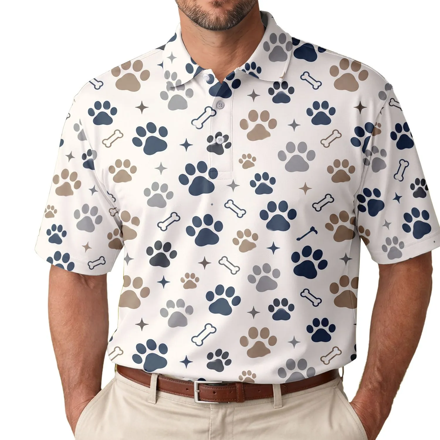 Dog Paw Print Golf Style For Pet Lovers, Weekend Fairways And Casual Outdoor Fun Men's Polo Shirt - 1
