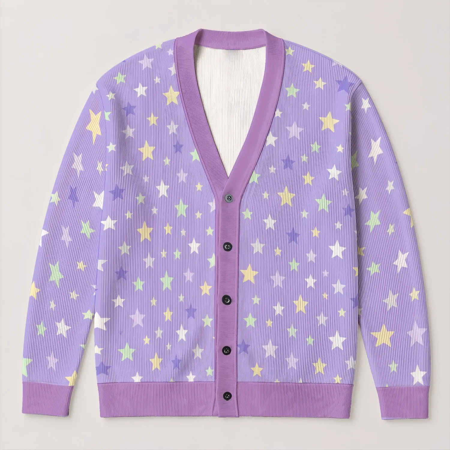 Pastel Star Motifs for Relaxed Everyday Layering and Weekend Outfits for Modern Men All-over Print Knitted Cardigan - 1