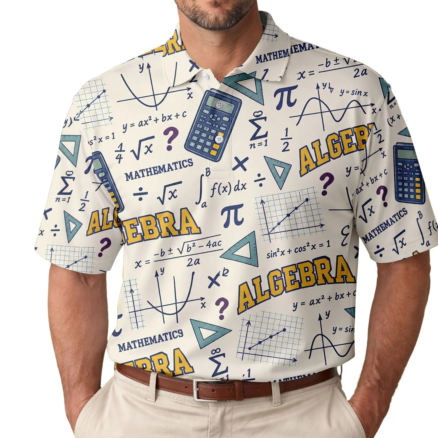 Algebra Mathematics Formula Theme for Teachers, Students, and Math Classroom Enthusiasts Men's Polo Shirt - 1
