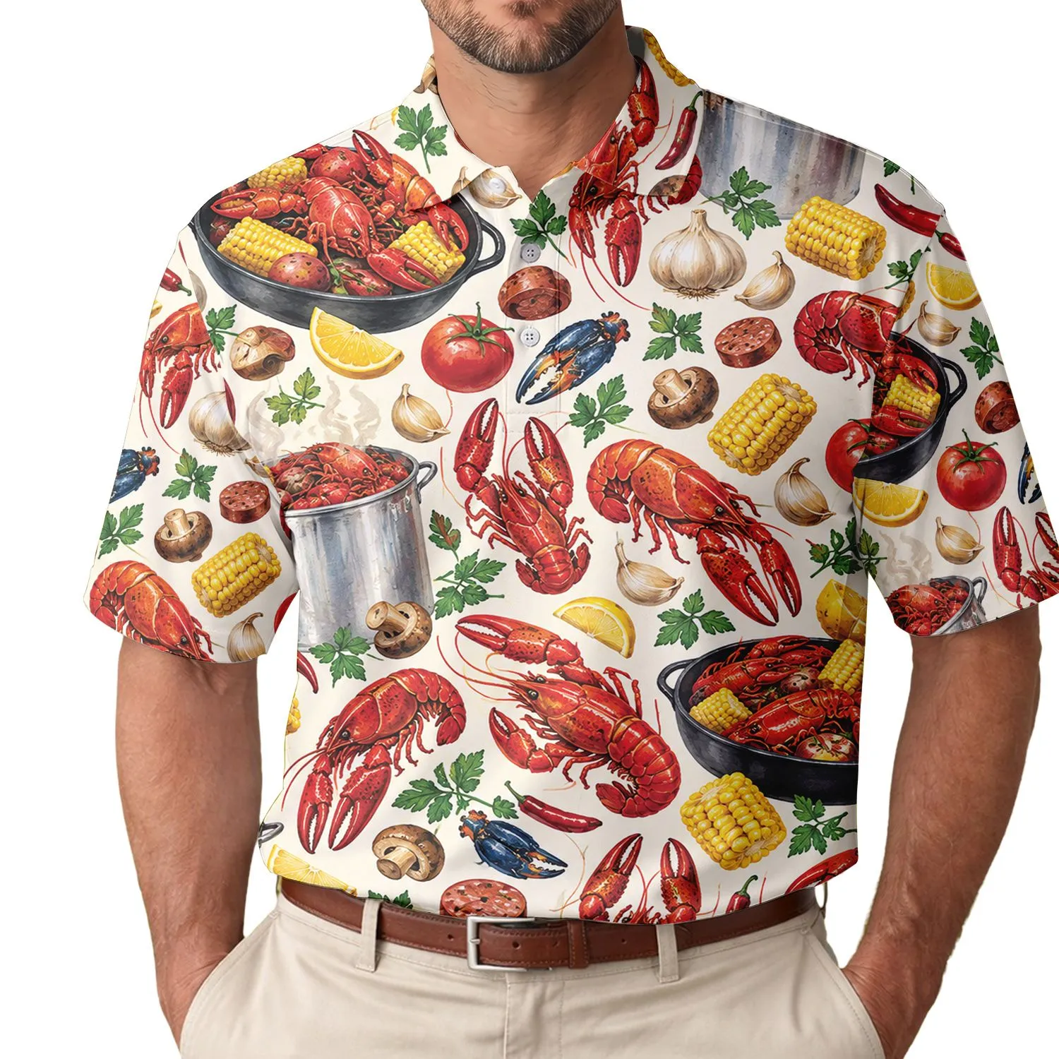Crawfish Boil Feast Celebration Gift For Louisiana Cajun Food Lovers, Golfers And Friends Men's Polo Shirt - 1