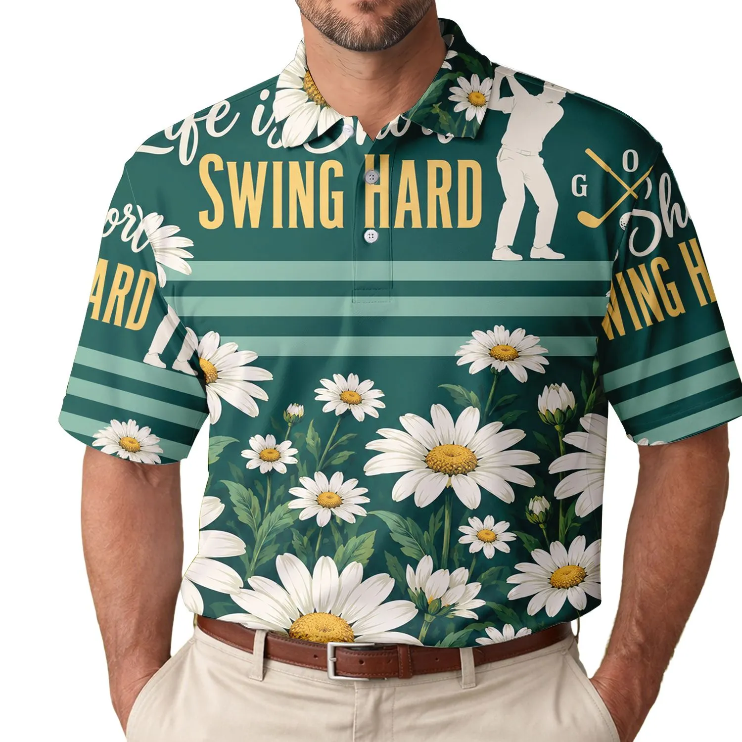 Daisy Golf Swing Floral Fairway Style For Club Days And Weekend Getaways For Women Men's Polo Shirt - 1