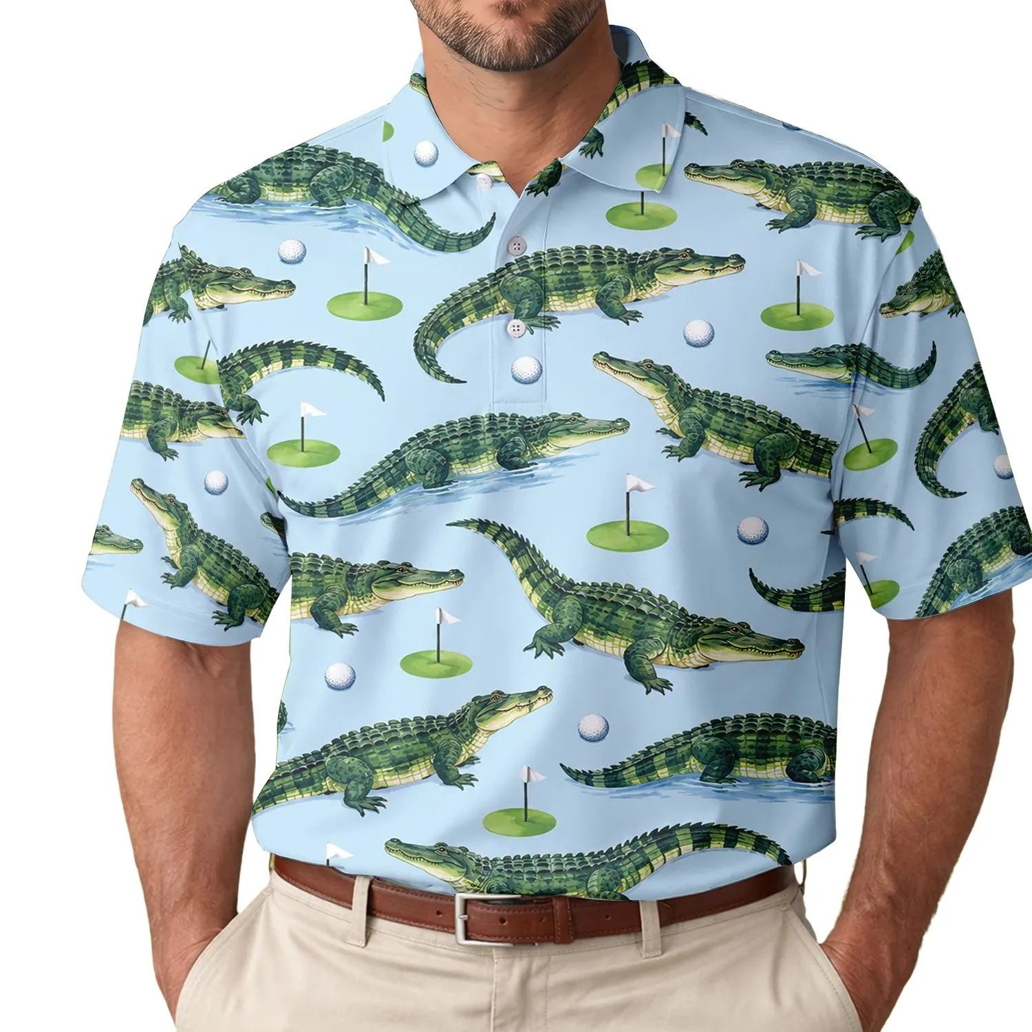 Alligator Golf Fun for Weekend Fairways and Golfer Gifts for Men, Women, and Friends Men's Polo Shirt - 1