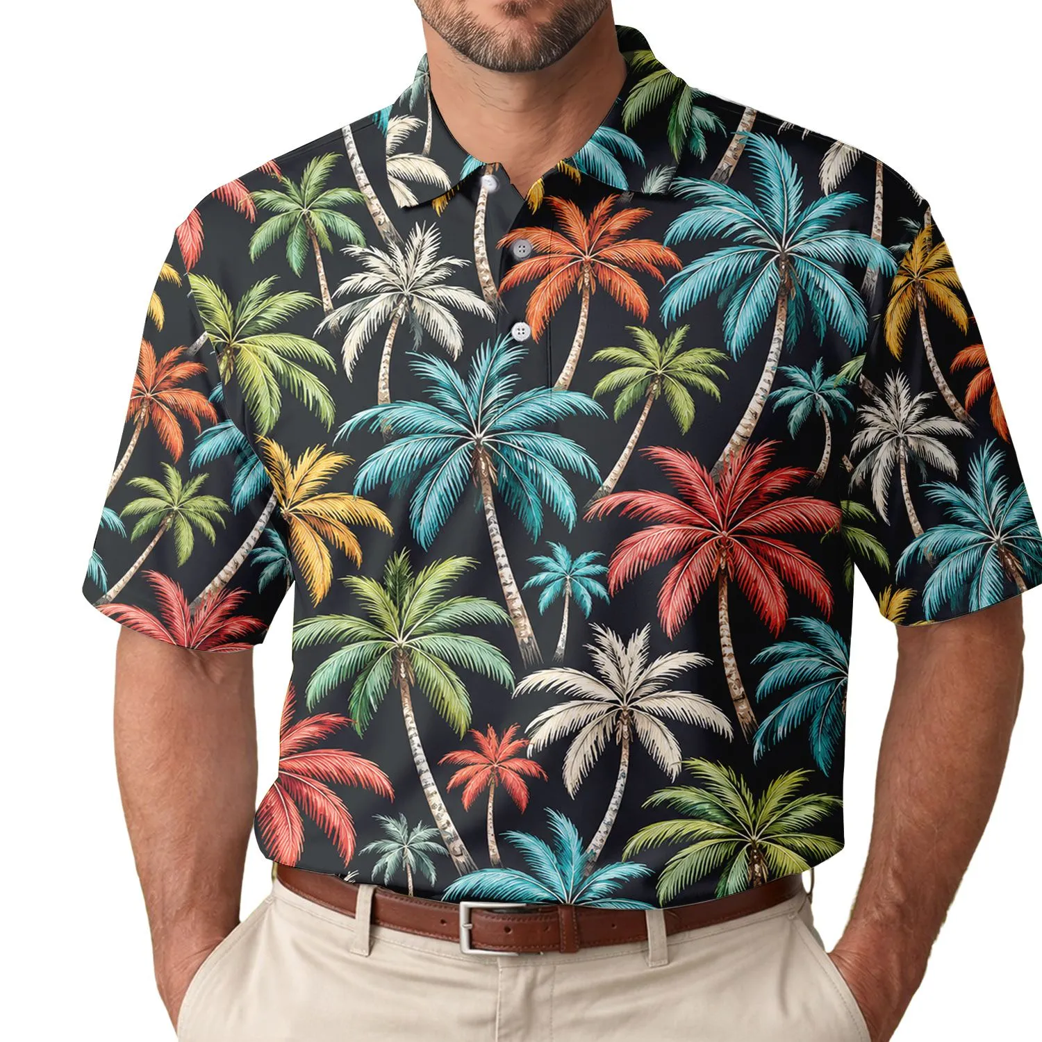 Tropical Palm Trees for Golf Days and Beach Vacations, Men's Island Style Gift Men's Polo Shirt - 1