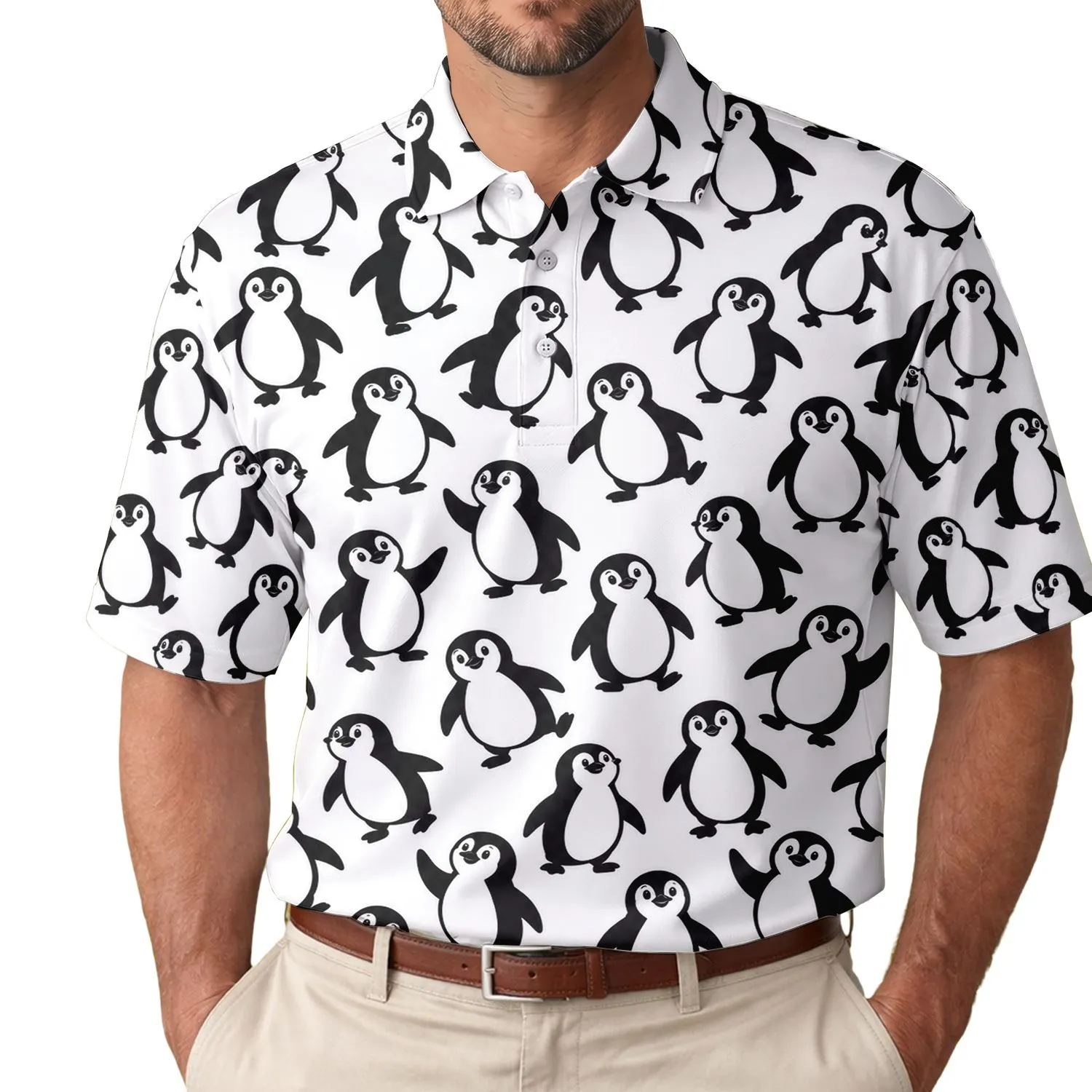 Funny Penguin Motif for Summer Golfers, Outdoor Adventures, Men and Women Men's Polo Shirt - 1