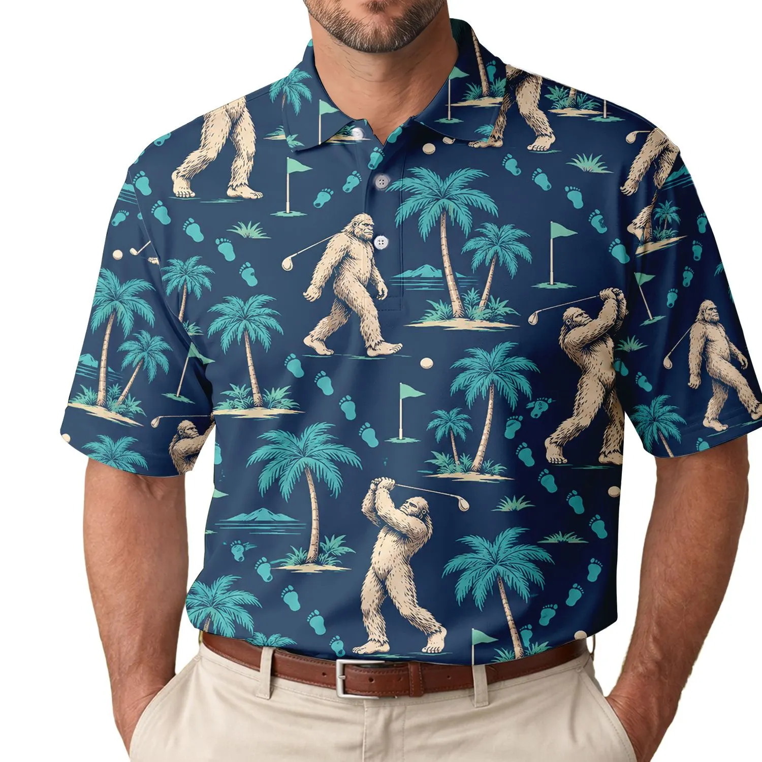 Bigfoot Tropical Golf Adventure for Summer Vacations and Resort Outings for Everyone Men's Polo Shirt - 1