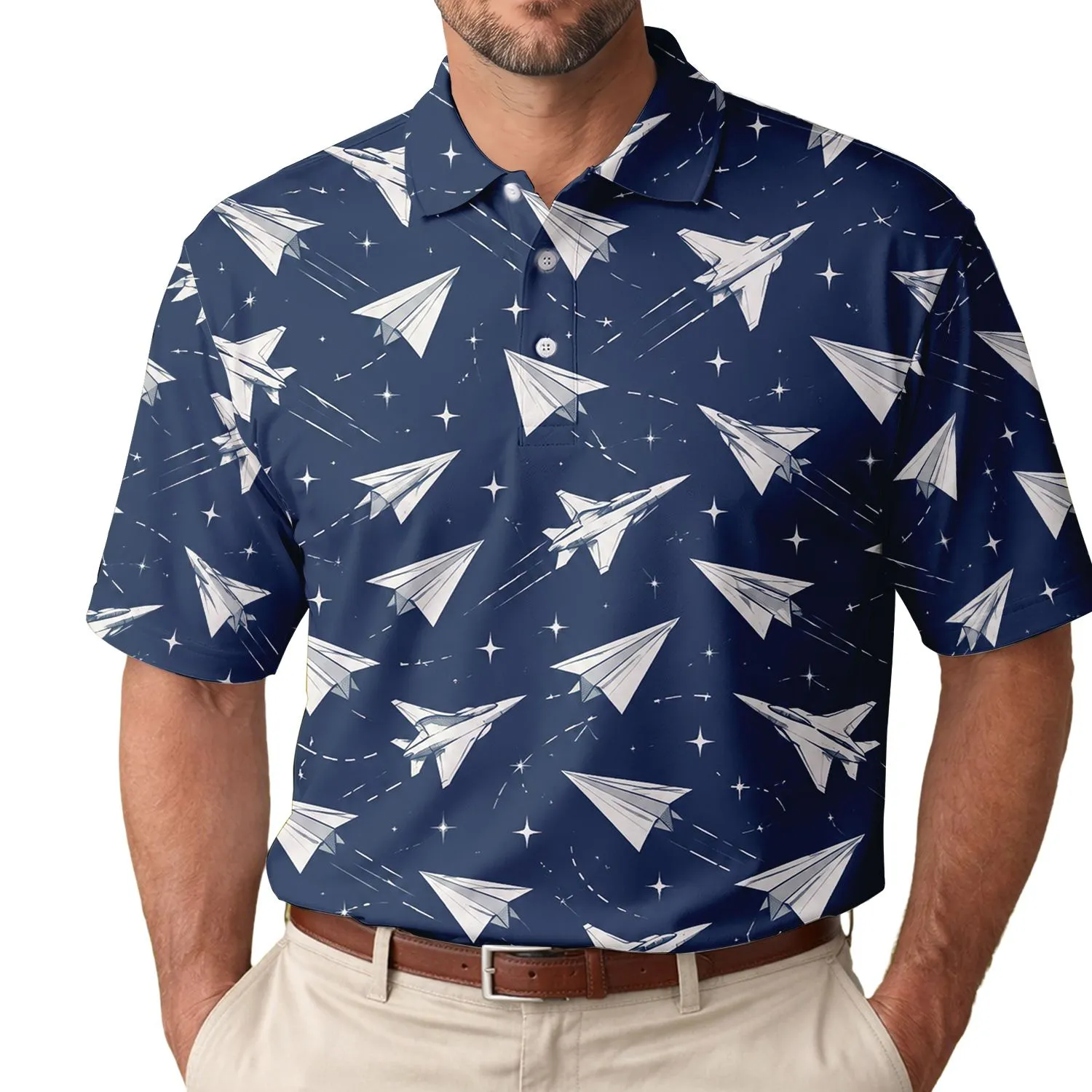 Airplane Aviation Travel Gift for Pilots and Frequent Flyers, Jet Lover Lifestyle Men's Polo Shirt - 1