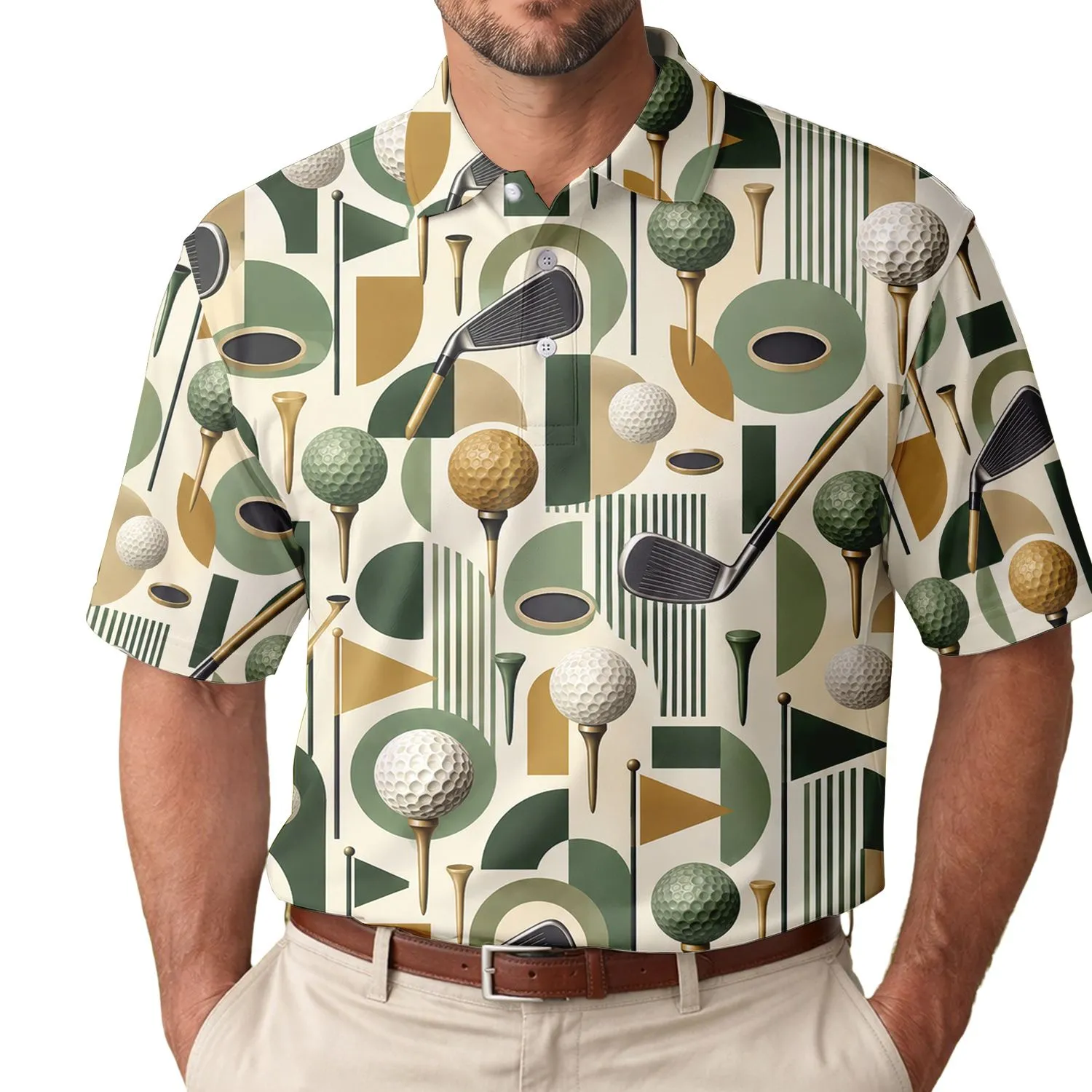 Vintage Golf Balls and Clubheads for Classic Summer Fairway Leisure, Men and Women Men's Polo Shirt - 1