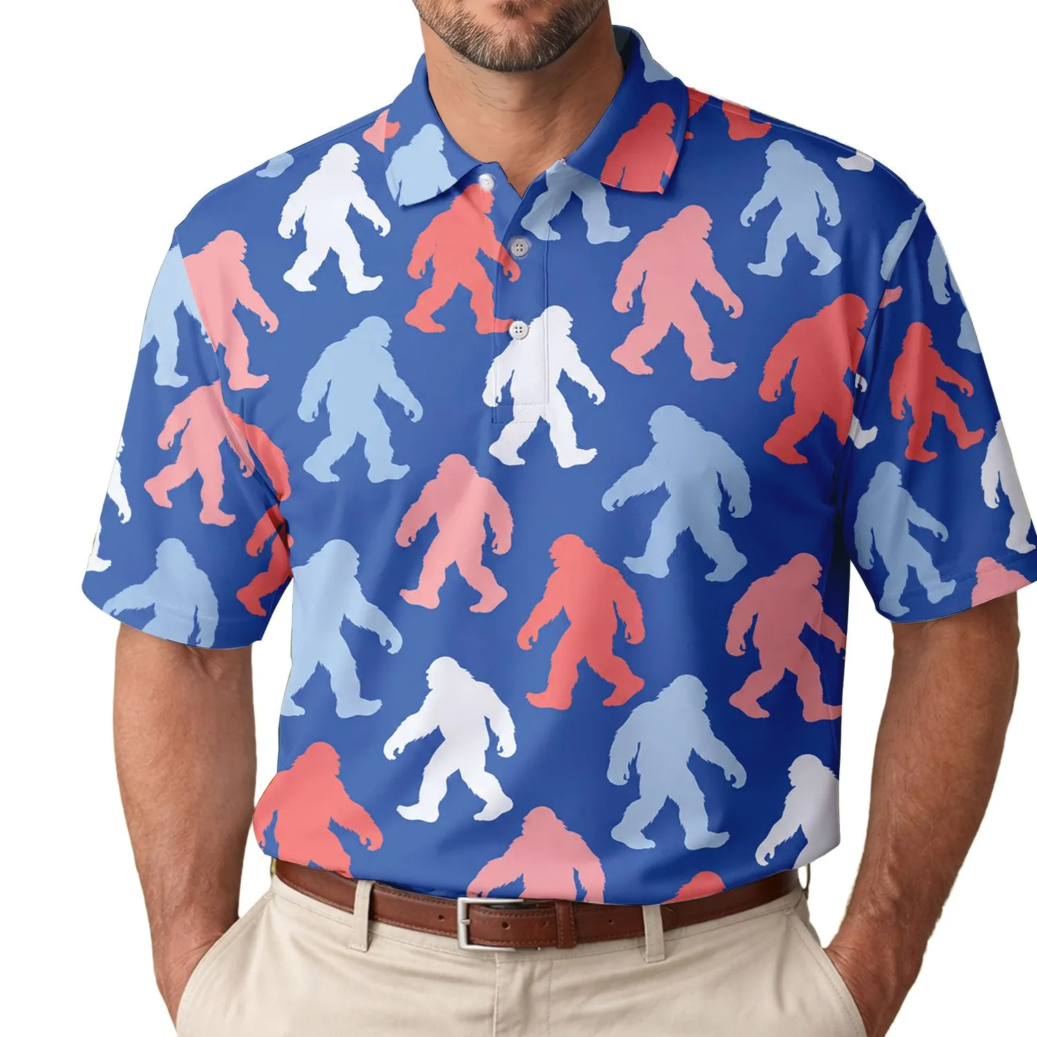 Sasquatch Silhouettes for Outdoor Golf Days and Weekend Adventures for Men and Women Men's Polo Shirt - 1