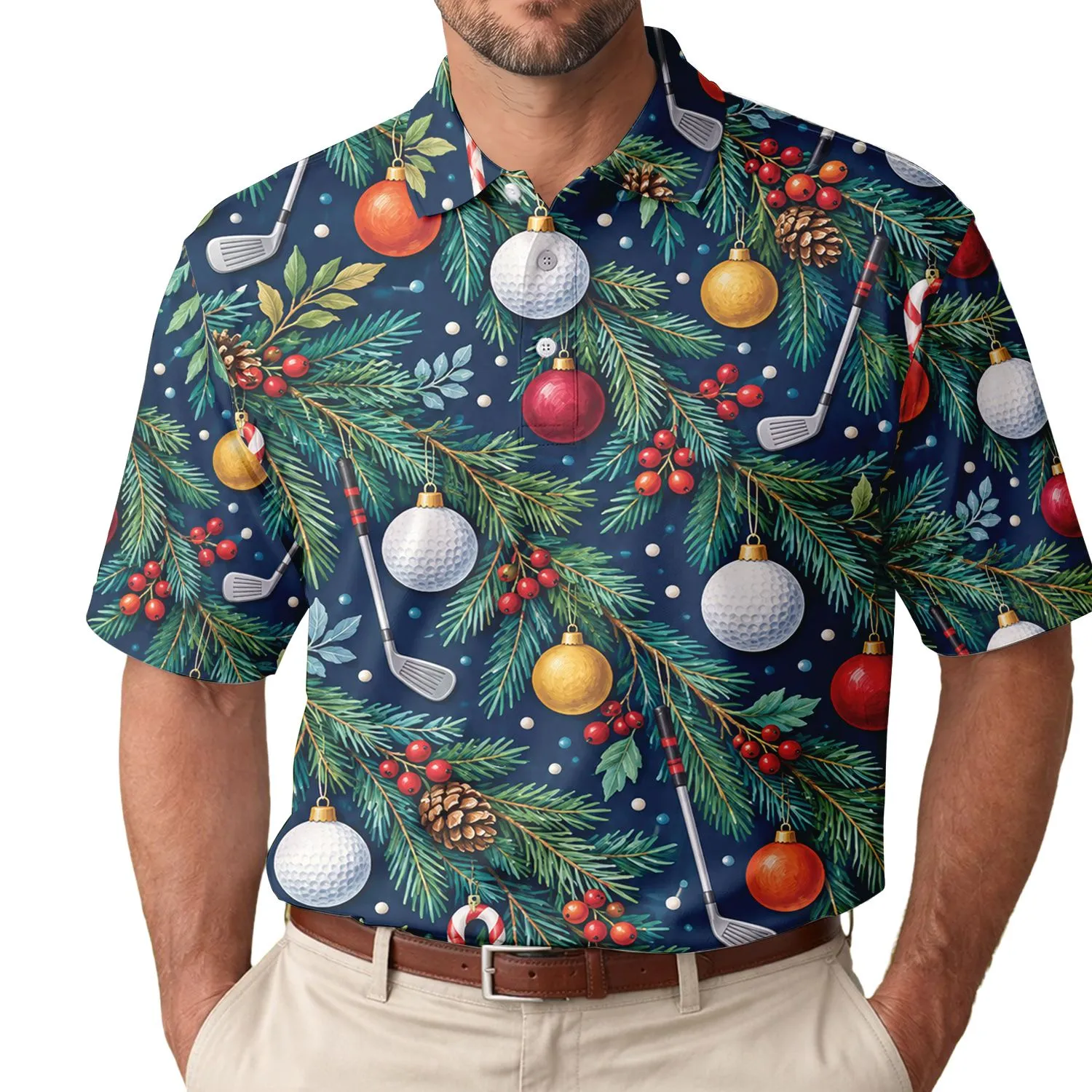 Christmas Golf Tree Ornaments For Holiday Tournaments And Festive Gifts For Golfers Men's Polo Shirt - 1
