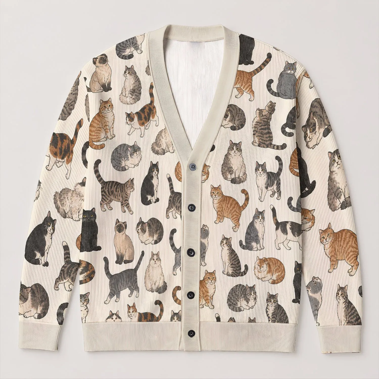 Cute Cat Motifs For Cozy Everyday Layering, Charming Gift For Women And Cat Lovers All-over Print Knitted Cardigan - 1