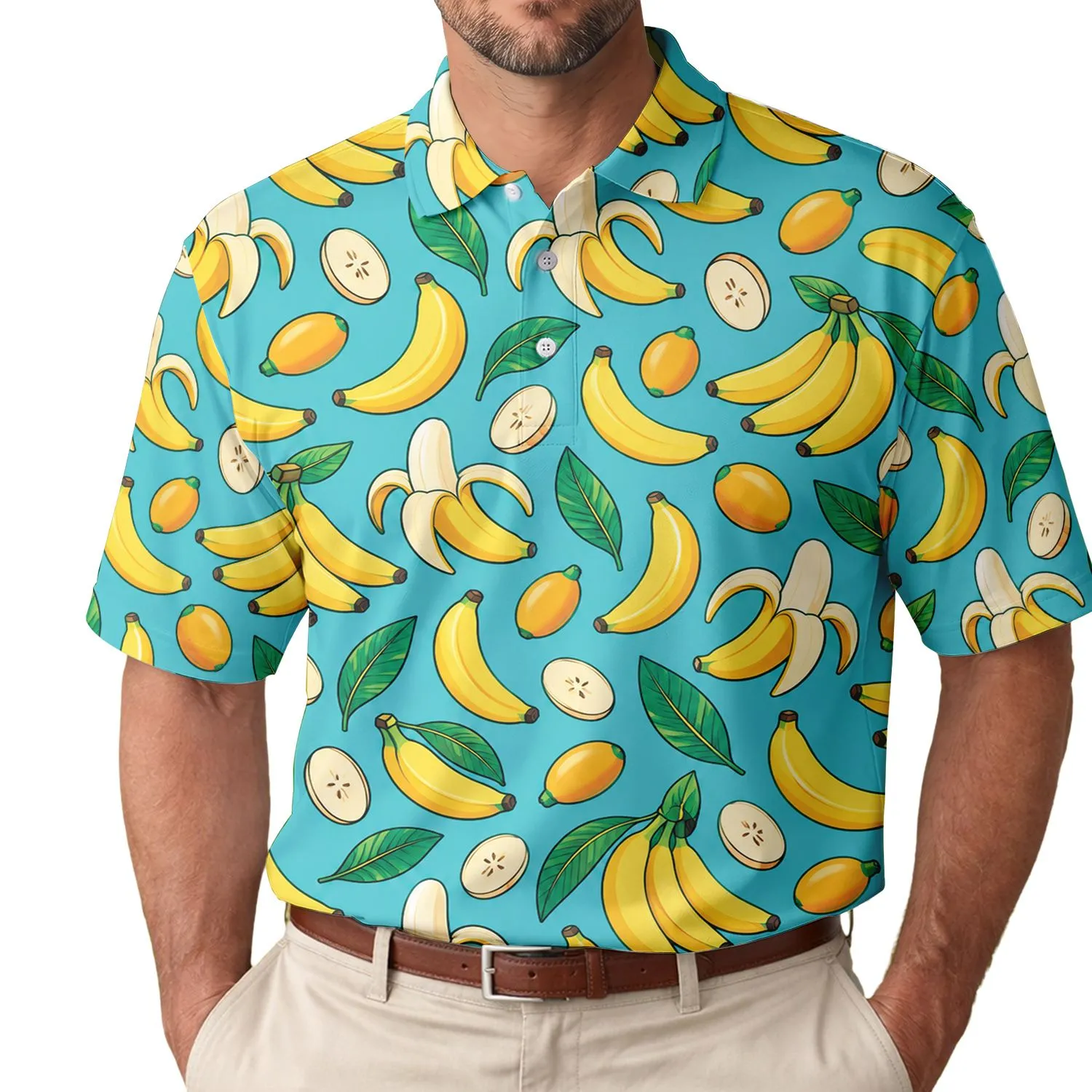 Cheerful Banana And Tropical Fruit Motifs For Sunny Summer Golf Days For Men And Women Men's Polo Shirt - 1