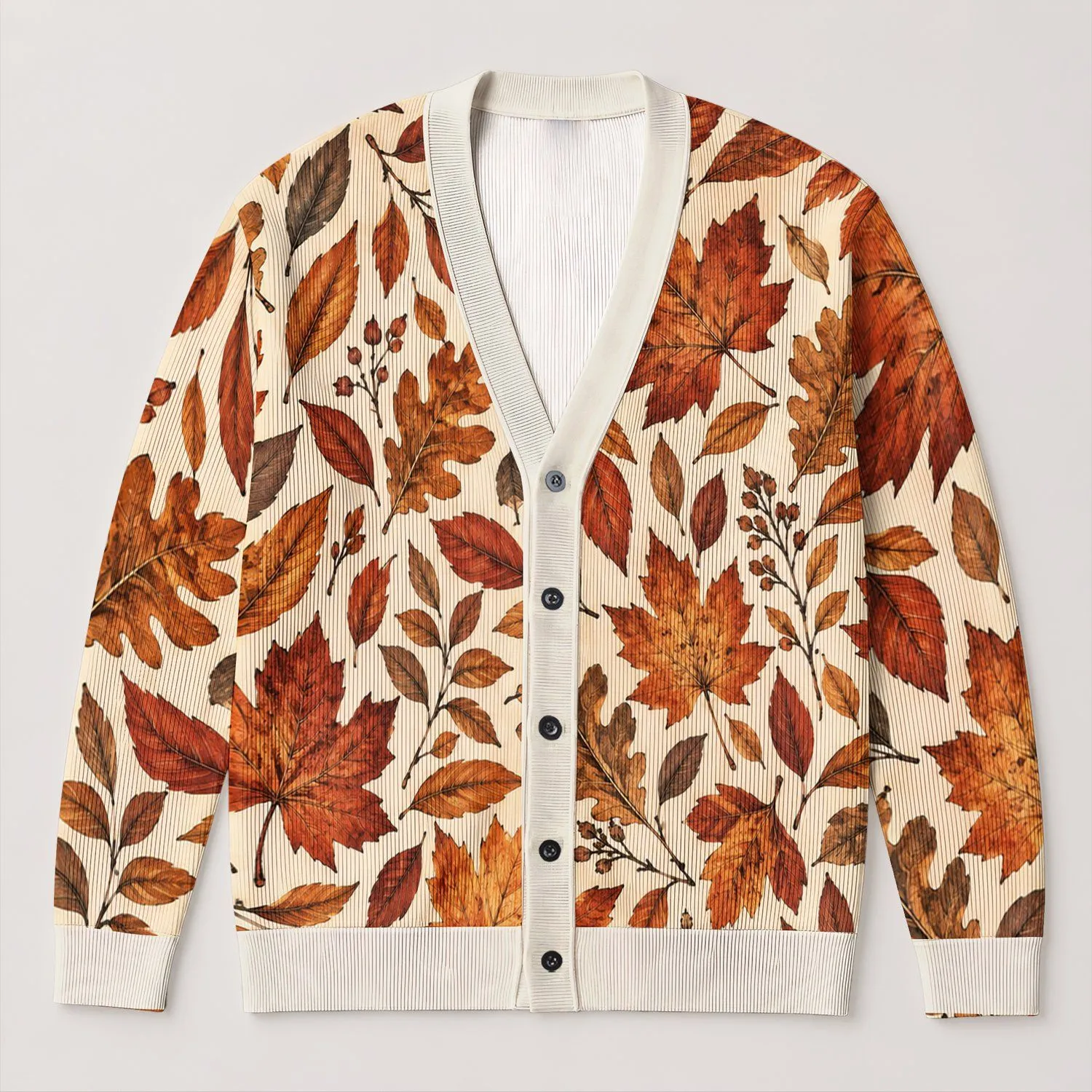 Rustic Autumn Maple Leaves for Cozy Fall Layering and Everyday Women's Wardrobe Style All-over Print Knitted Cardigan - 1
