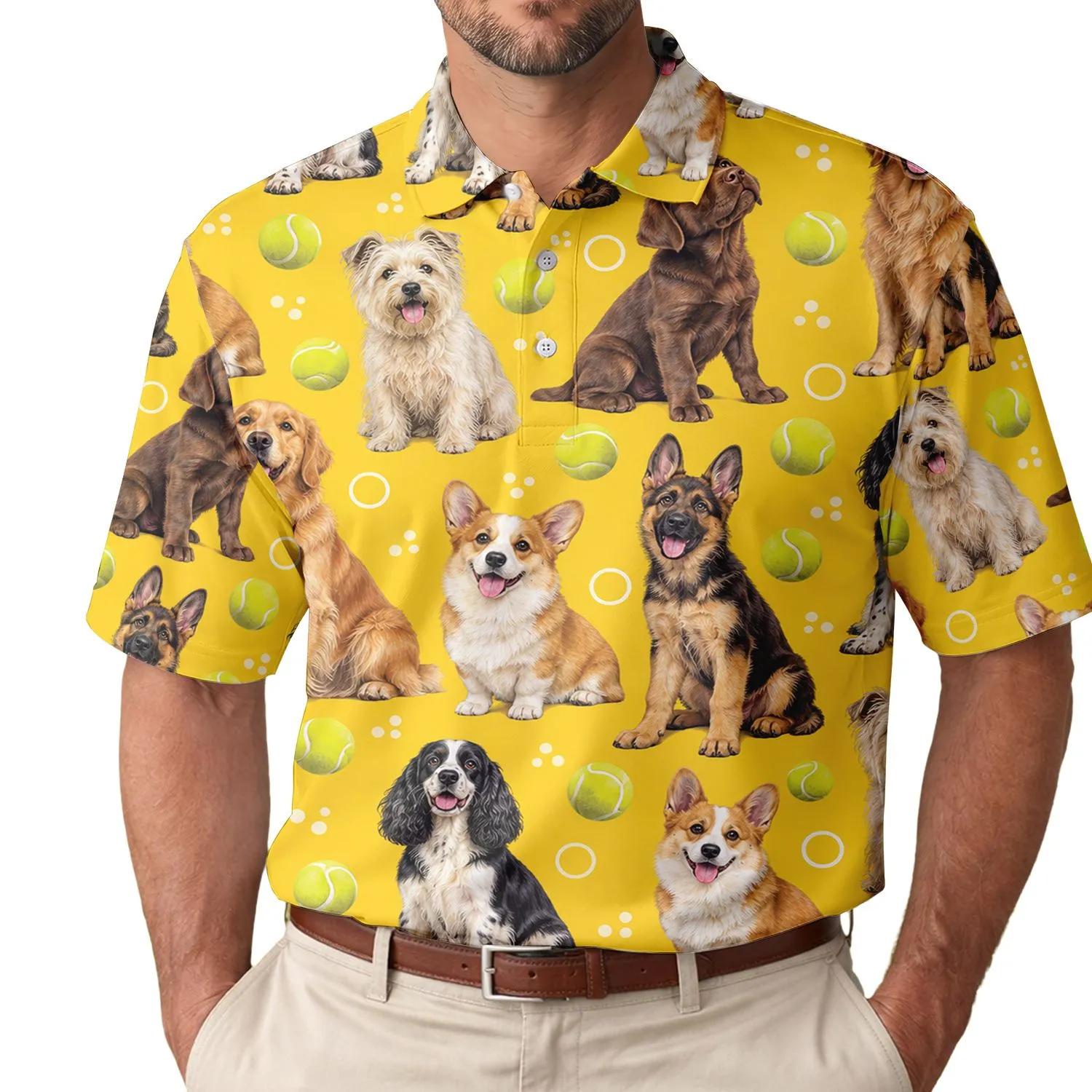 Yellow Dog Tennis Ball Leisure Style For Pet Lovers, Golf Club Days And Dog Moms Men's Polo Shirt - 1