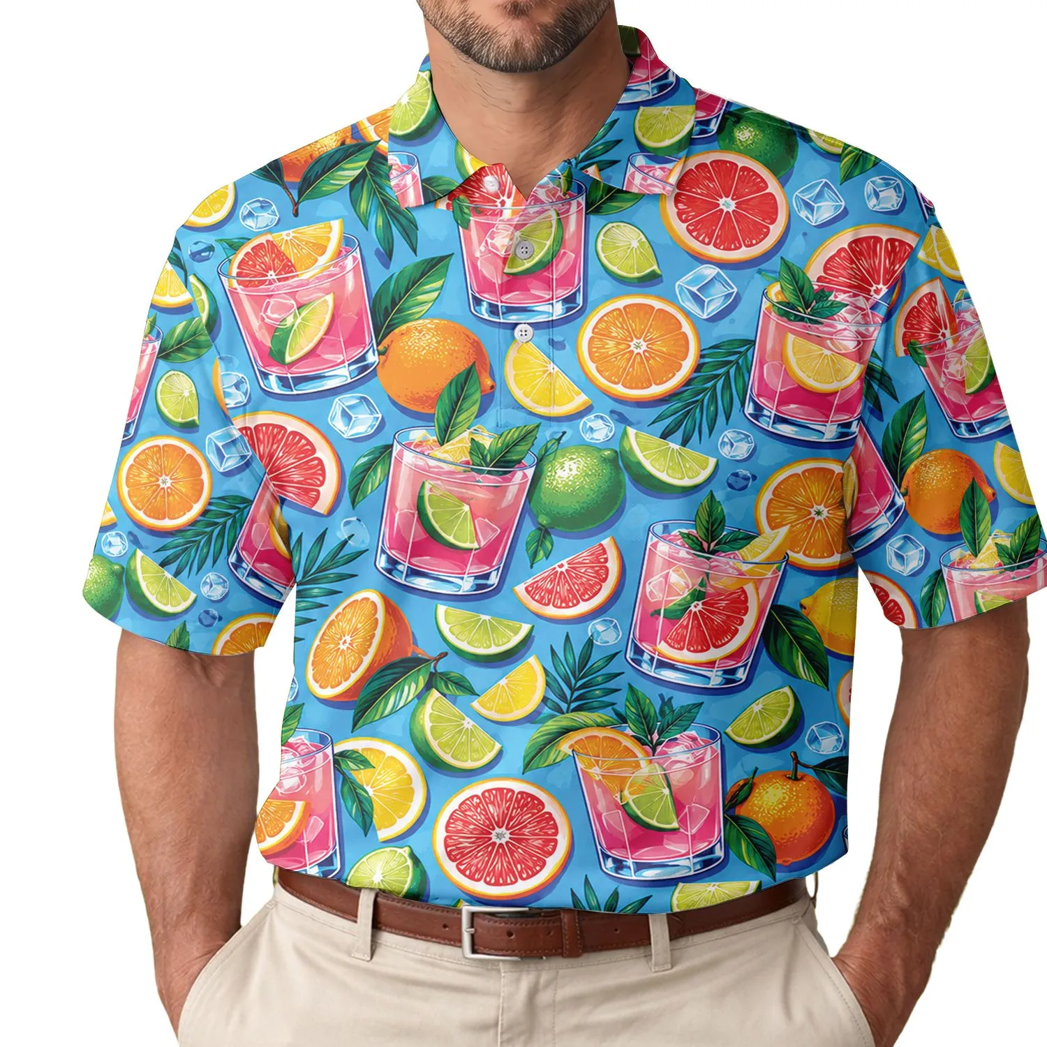 Colorful Citrus Cocktail Golf Style For Summer Vacations And Resort Days For Women Men's Polo Shirt - 1